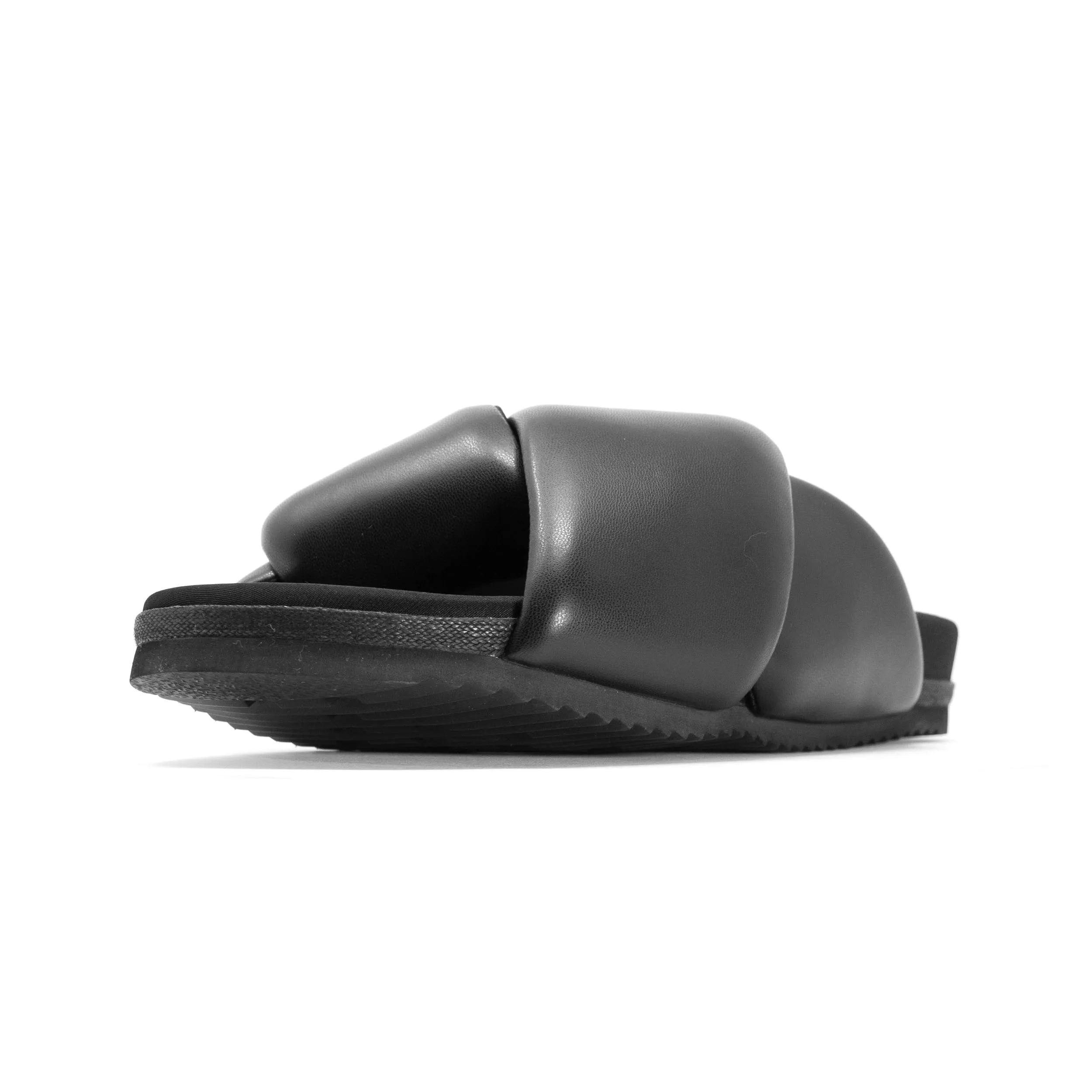 ROAM Foldy Puffy Sandals Black Vegan Leather