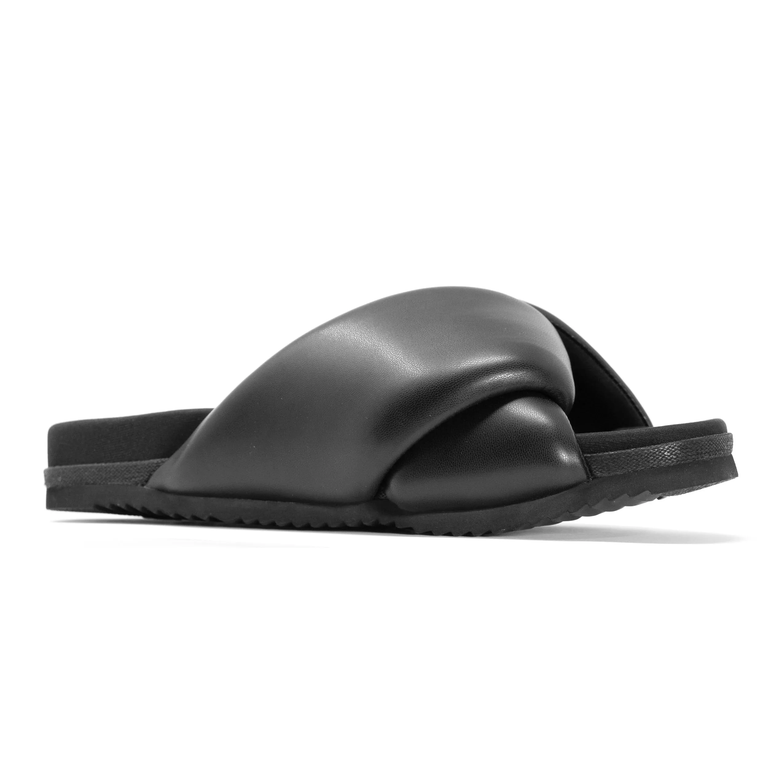 ROAM Foldy Puffy Sandals Black Vegan Leather
