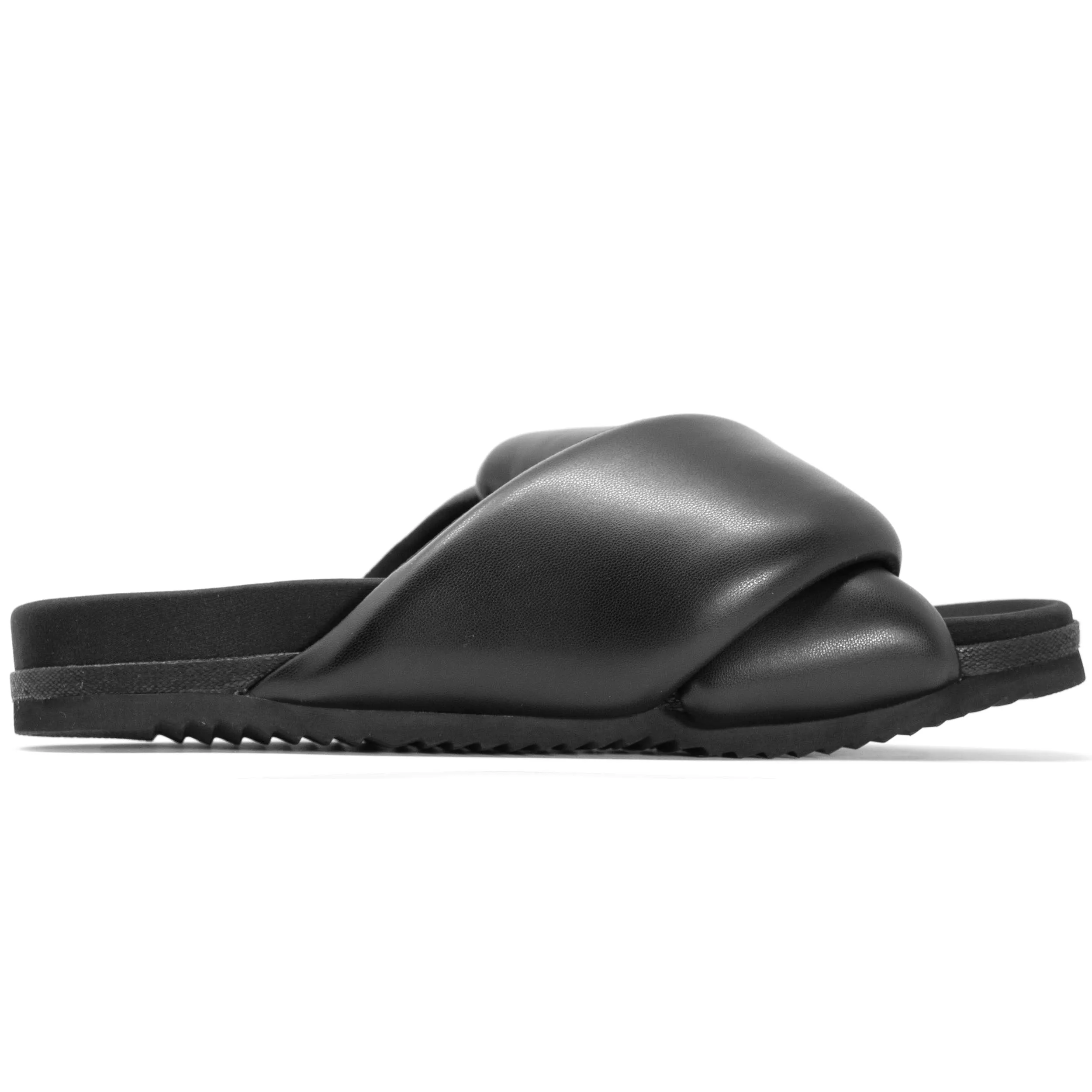 ROAM Foldy Puffy Sandals Black Vegan Leather
