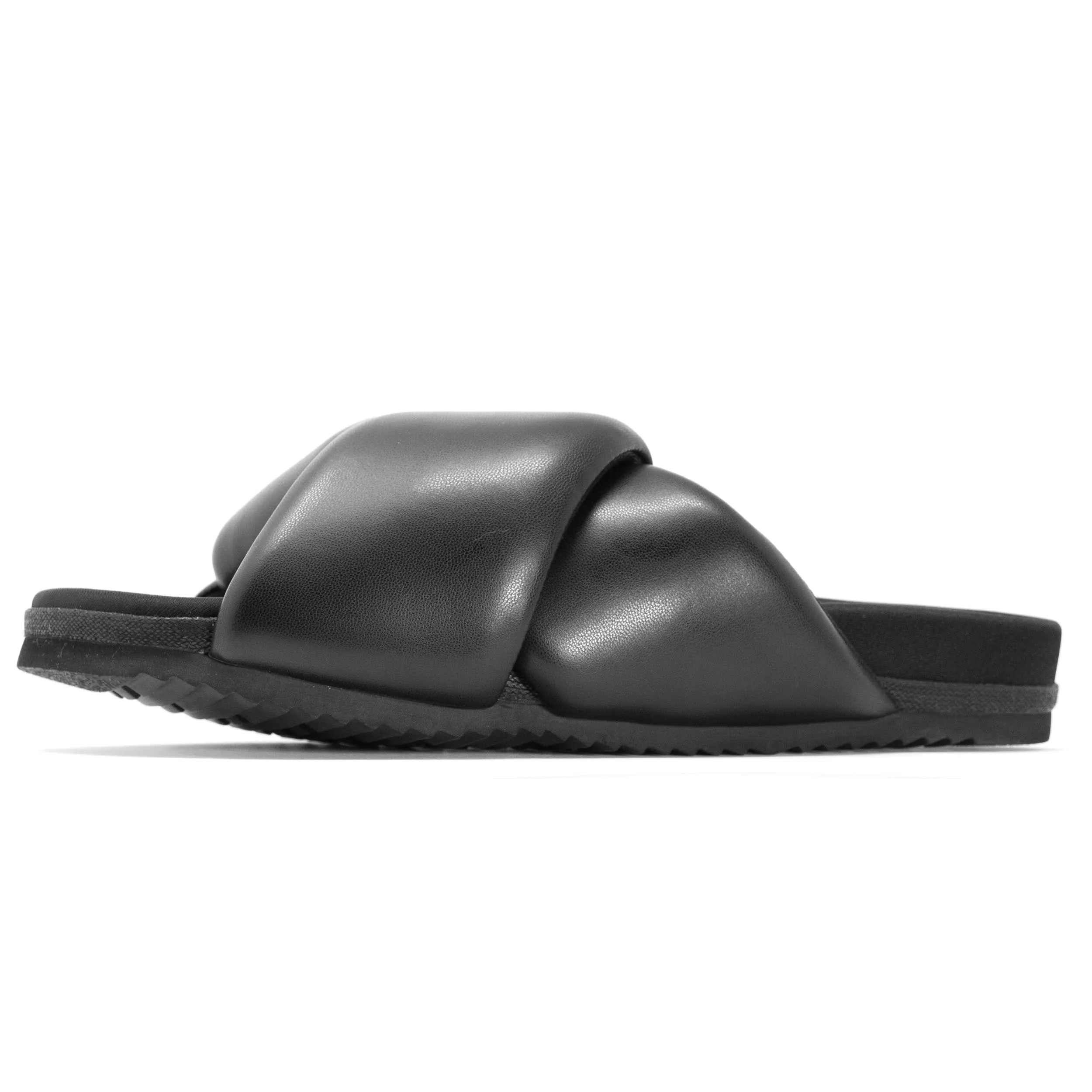 ROAM Foldy Puffy Sandals Black Vegan Leather