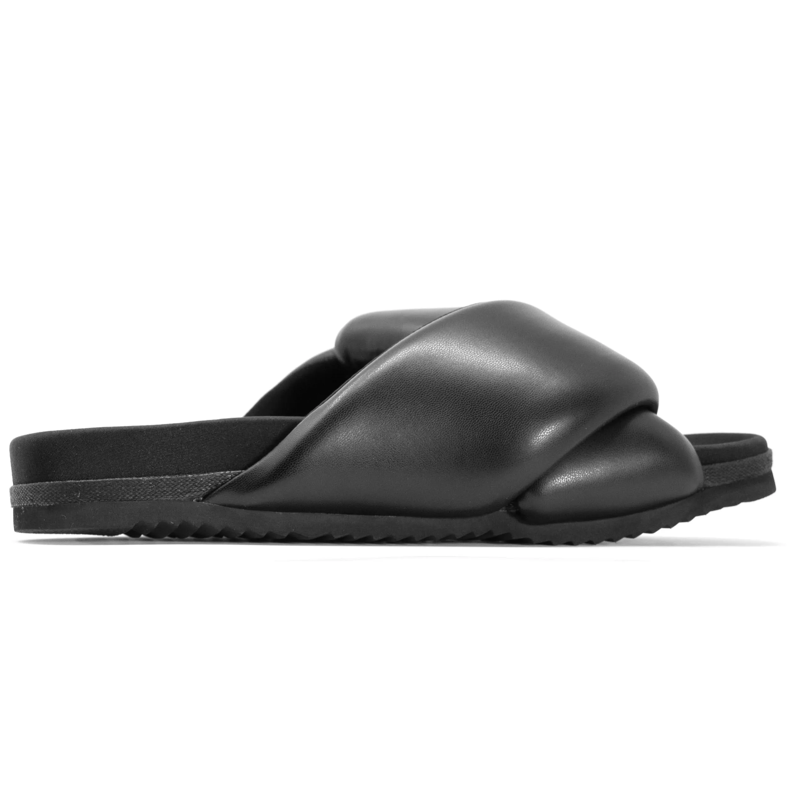ROAM Foldy Puffy Sandals Black Vegan Leather