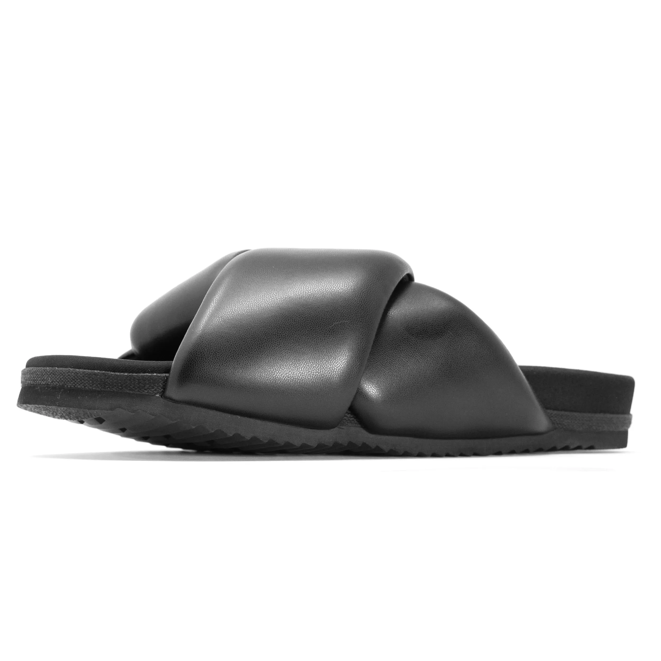 ROAM Foldy Puffy Sandals Black Vegan Leather