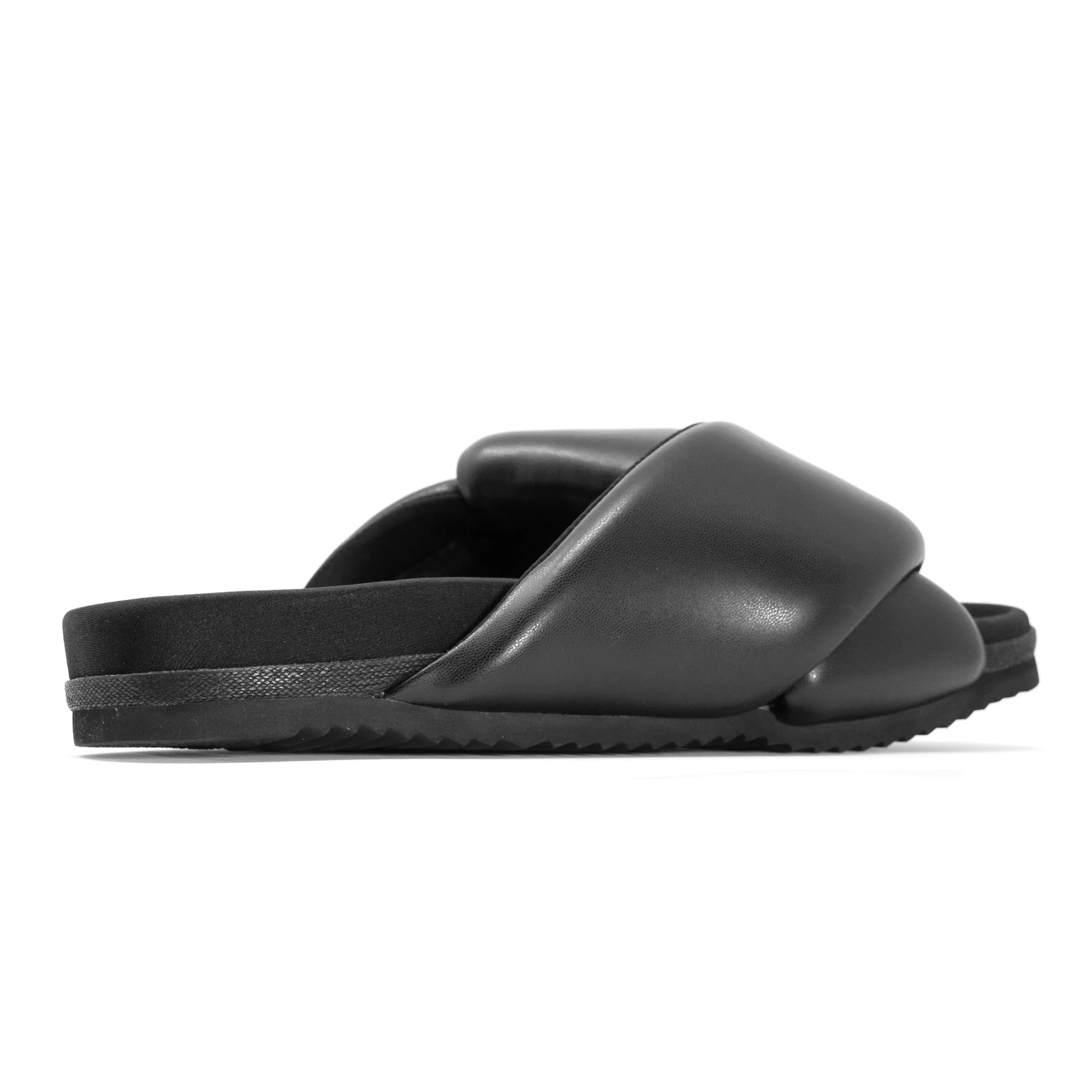 ROAM Foldy Puffy Sandals Black Vegan Leather