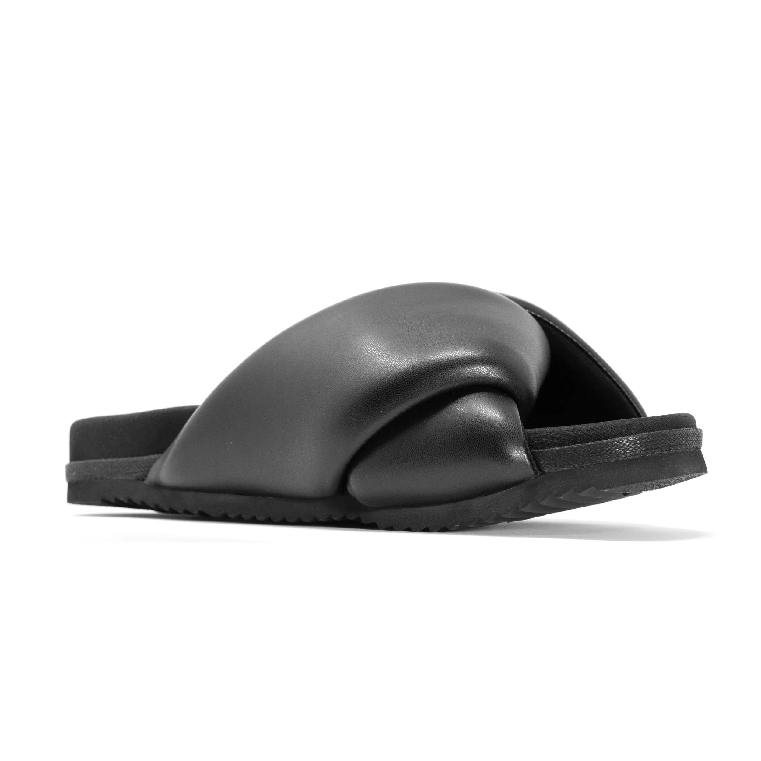 ROAM Foldy Puffy Sandals Black Vegan Leather