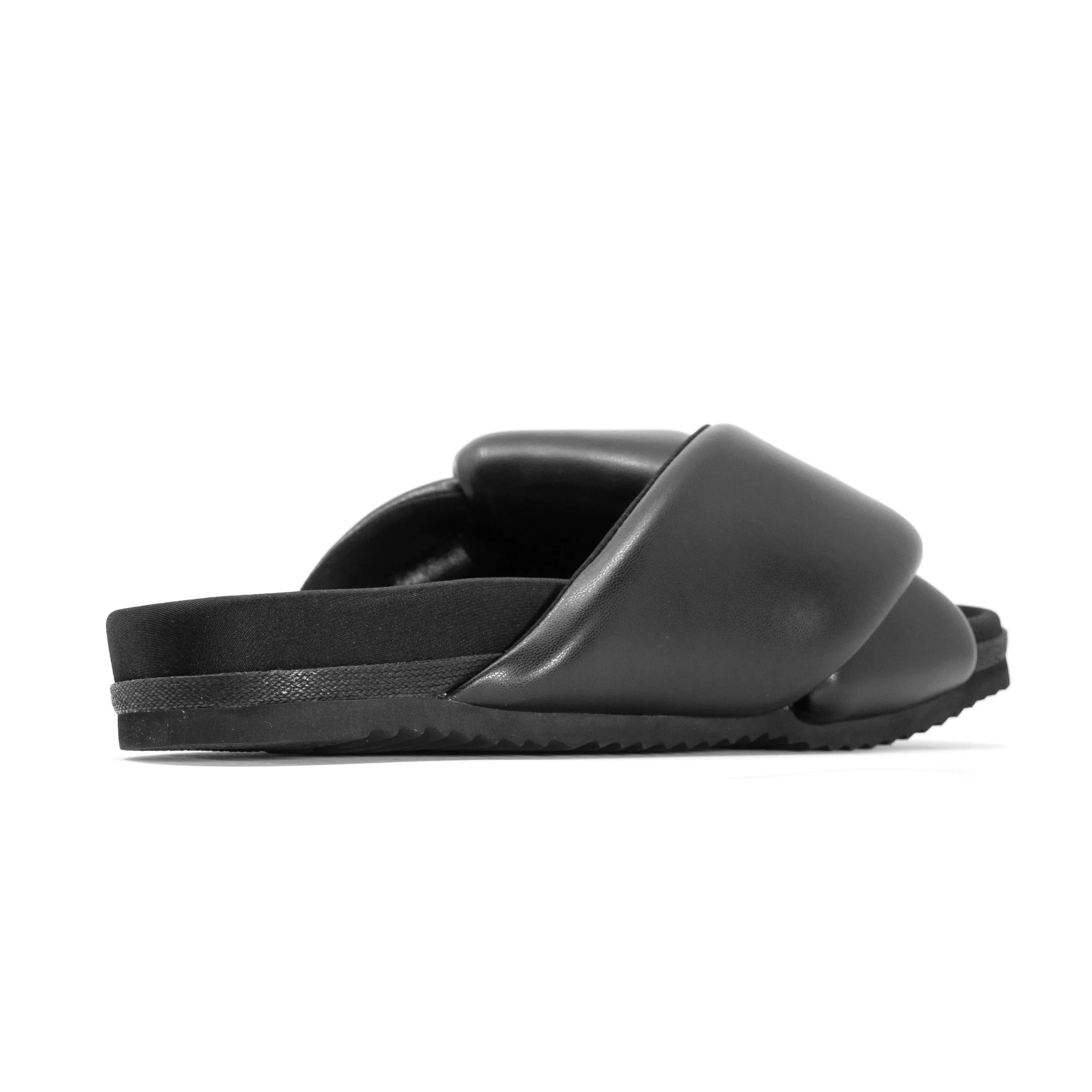 ROAM Foldy Puffy Sandals Black Vegan Leather