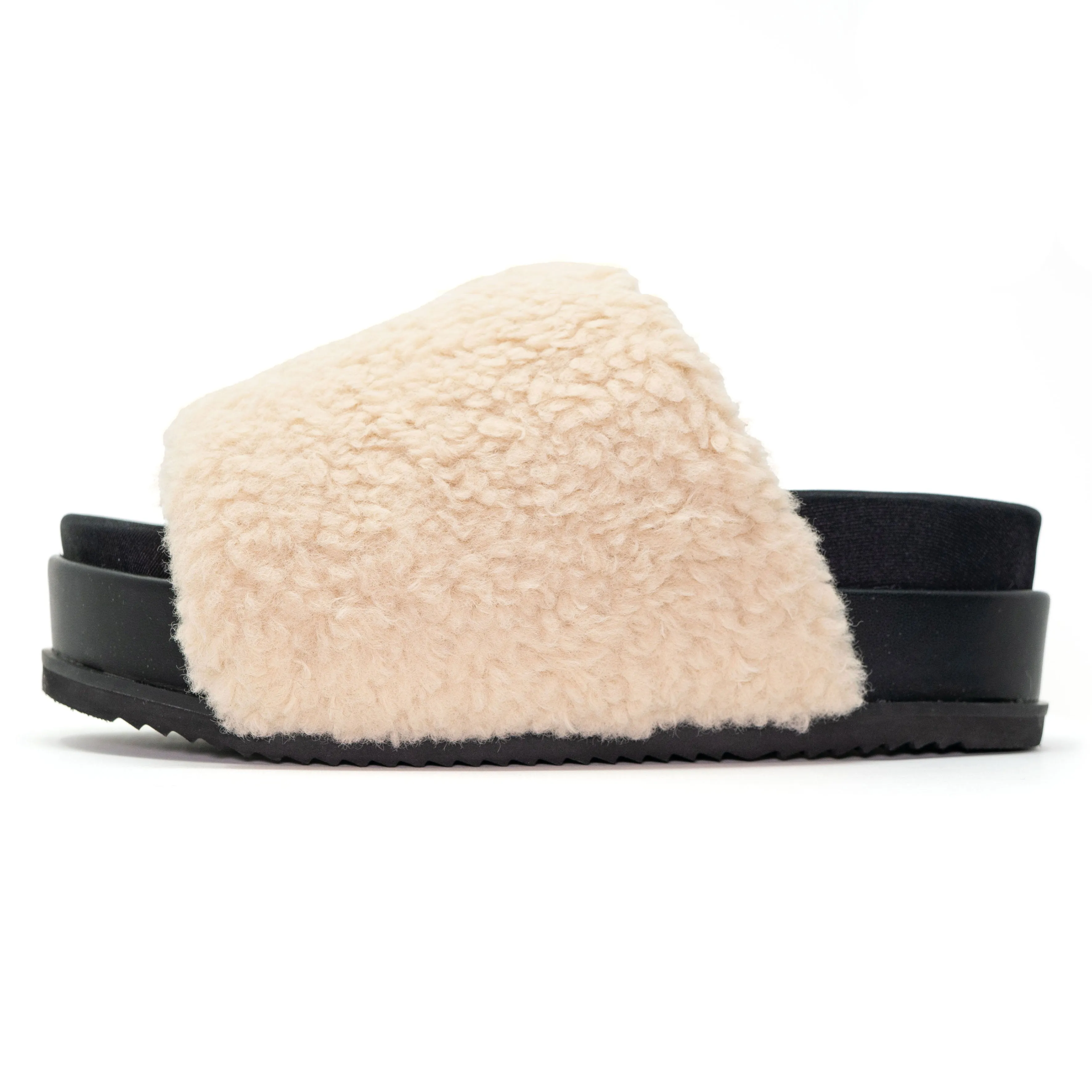 ROAM FUZZY STACK PLATFORM NUDE FAUX SHEARLING