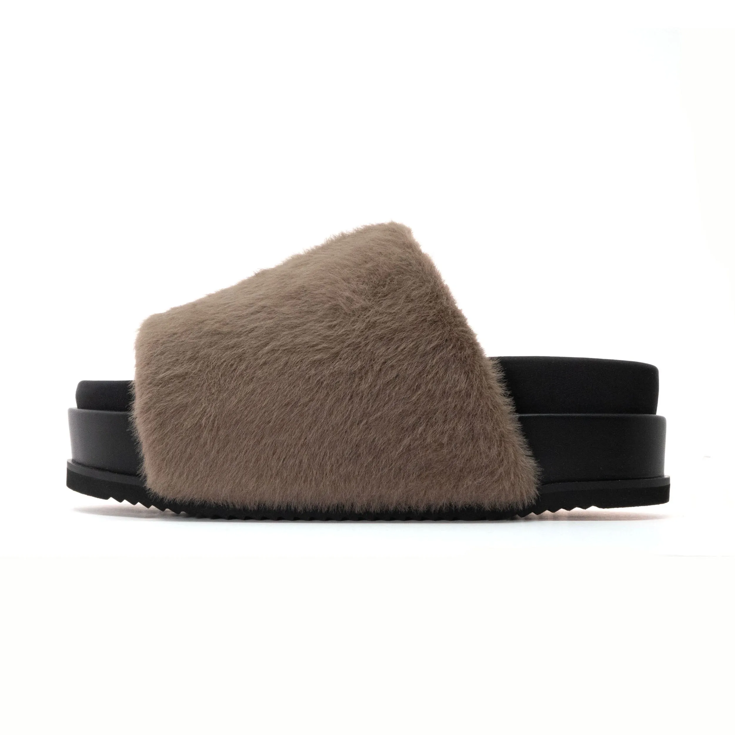ROAM LONG LUXE  STACK PLATFORM TAUPE FAUX FUR