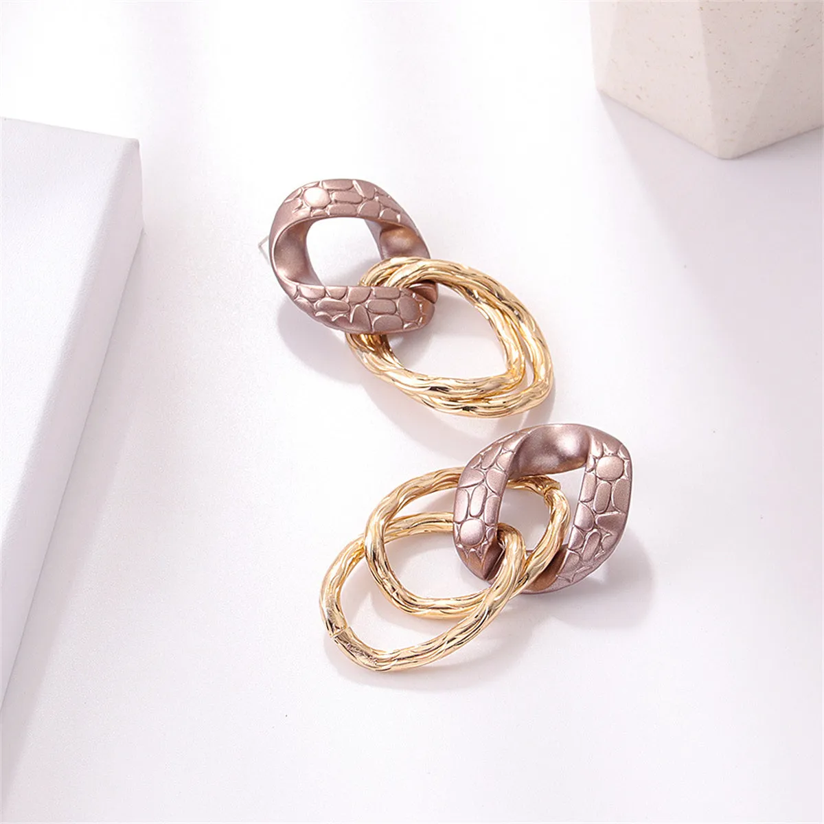 Rose Enamel & 18K Gold-Plated Round Drop Earrings