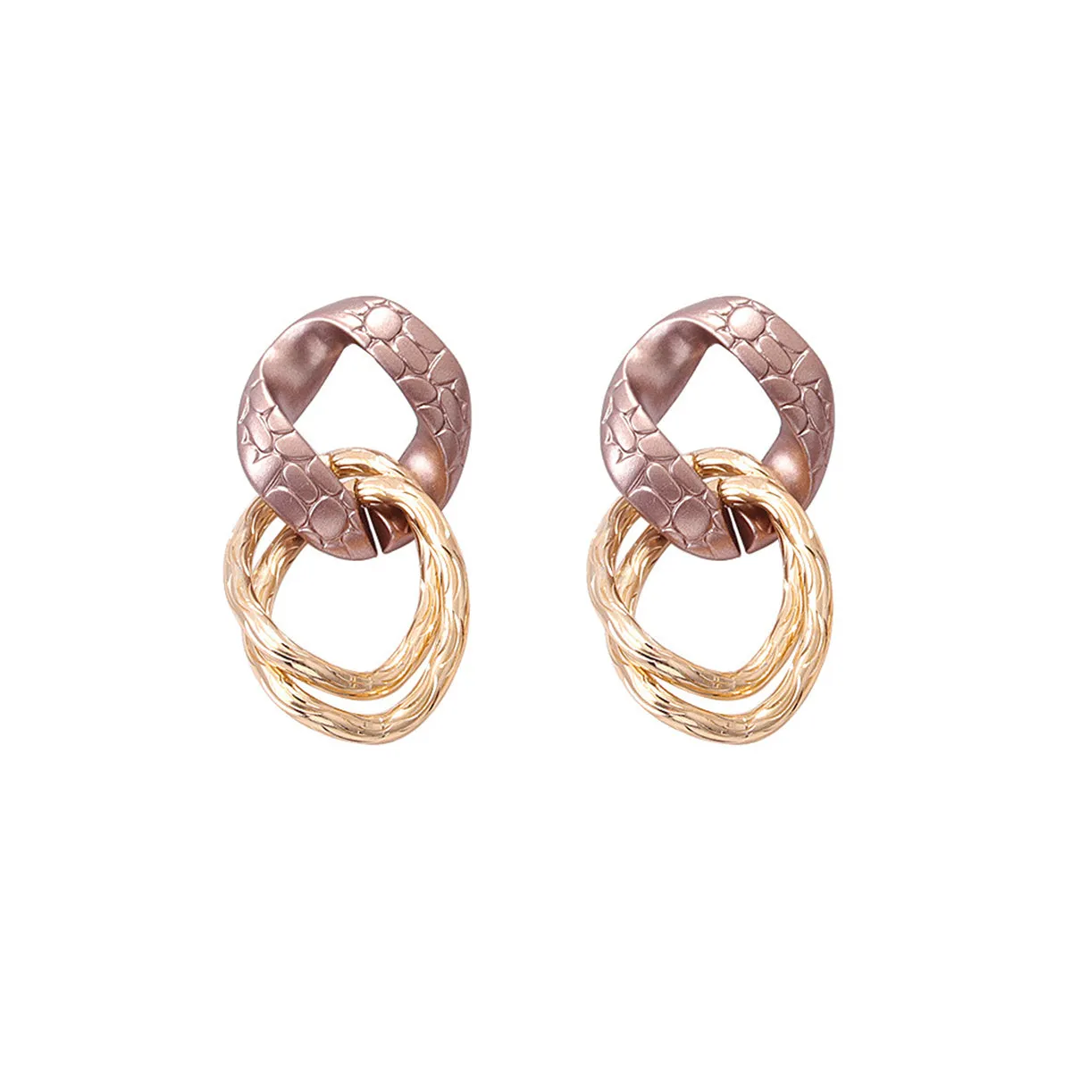 Rose Enamel & 18K Gold-Plated Round Drop Earrings
