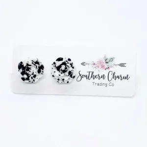 Rose Stud Earrings in Black & White