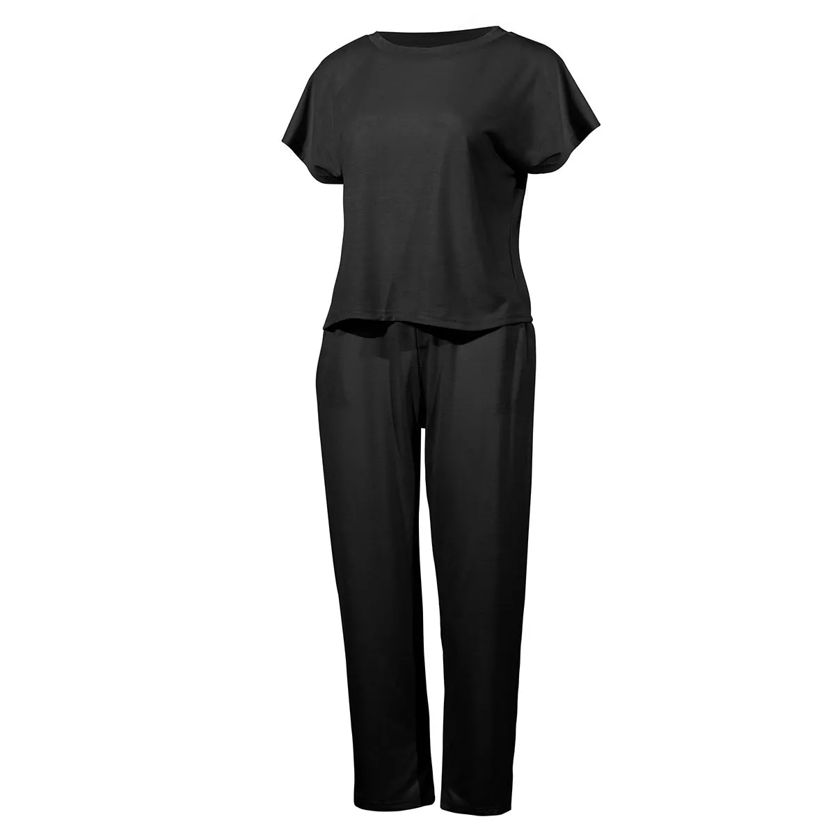 Round Collar Lace-up Short Sleeve Casual Two-piece Sport Set Home Workout Fitness S to XXXL Plus