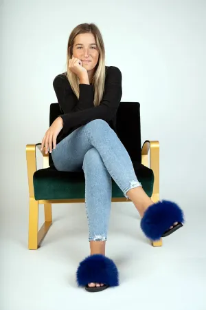 Royal Blue Fox Slippers