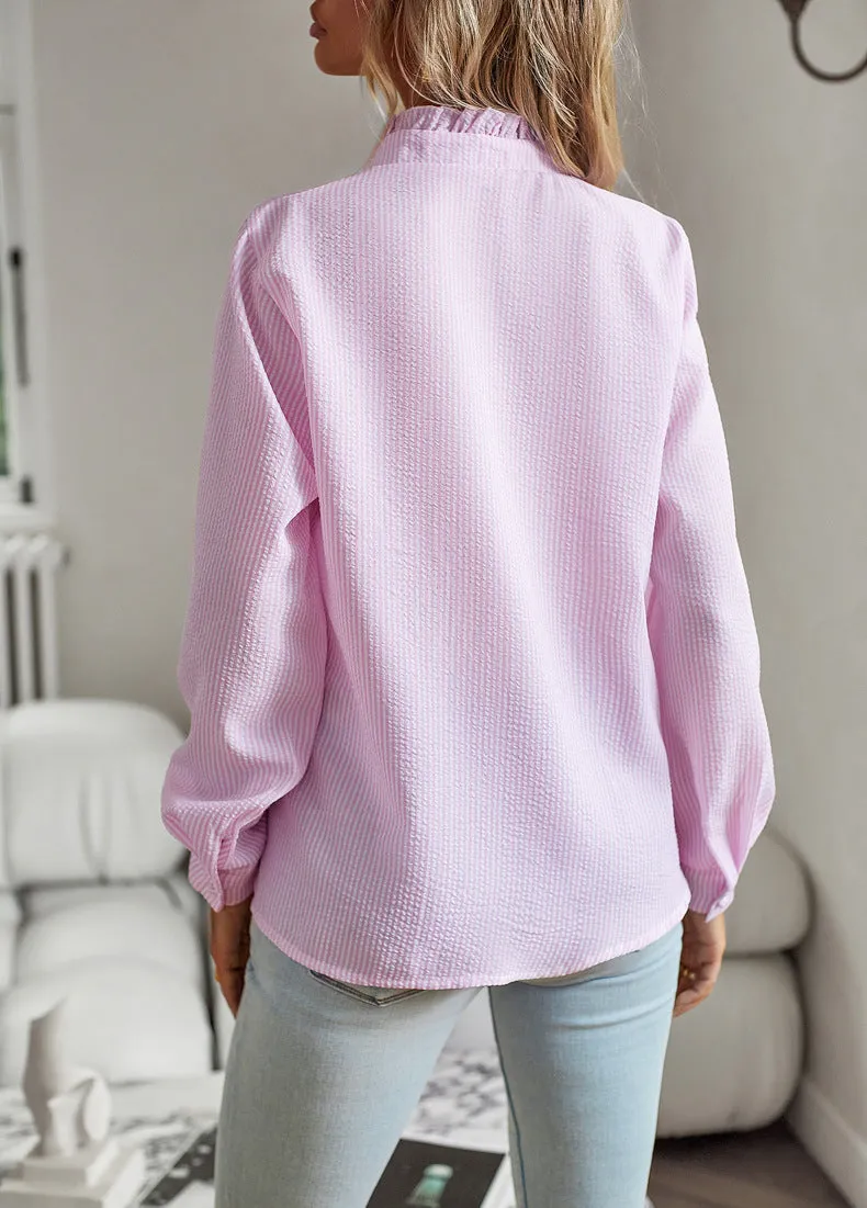 Ruffle Belle™ | Women's Ruffle Blouse | Striped Design, Lightweight Fabric & Flattering Fit
