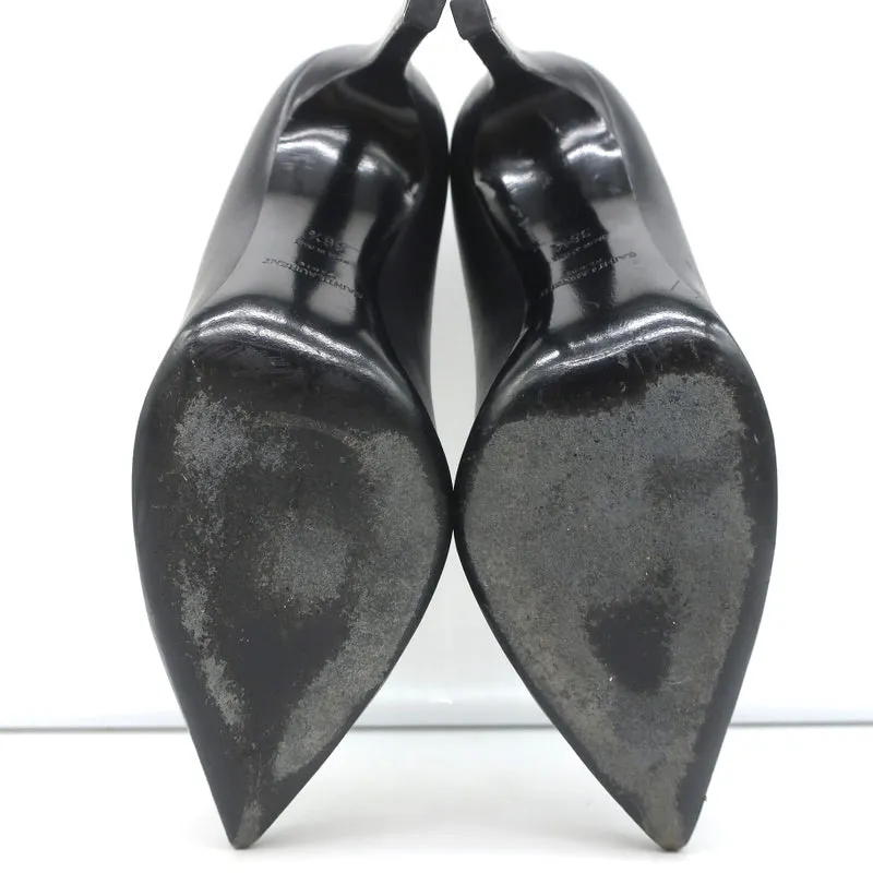 Saint Laurent Anja Pumps Black Leather Size 36.5 Pointed Toe Heels
