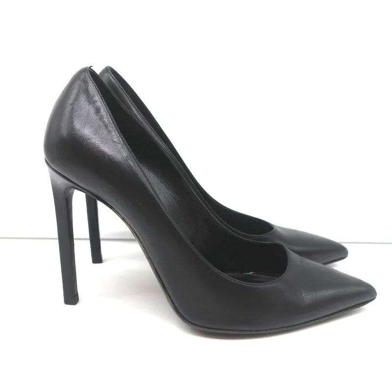 Saint Laurent Anja Pumps Black Leather Size 36.5 Pointed Toe Heels