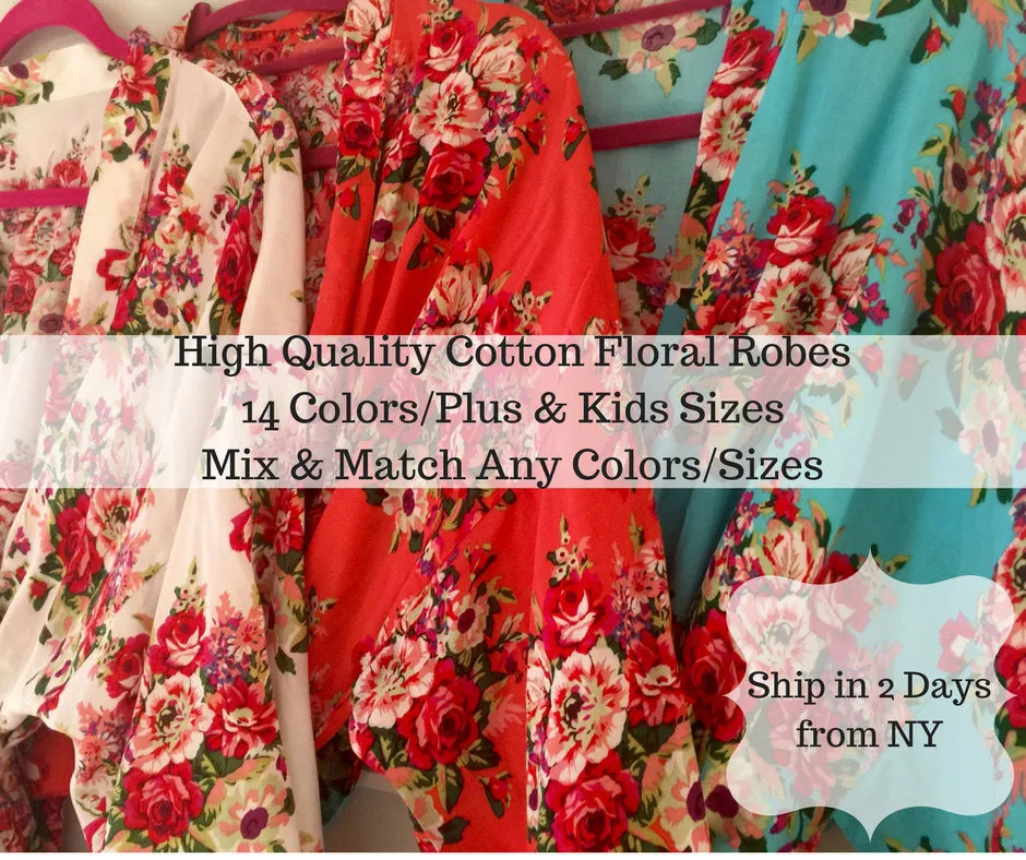 Sale! Bridesmaid Robes, Bridesmaid Gift,  Floral Robe, Bridesmaid Robe, Wedding Robe, Kimono Robe, Gift for Bridesmaid