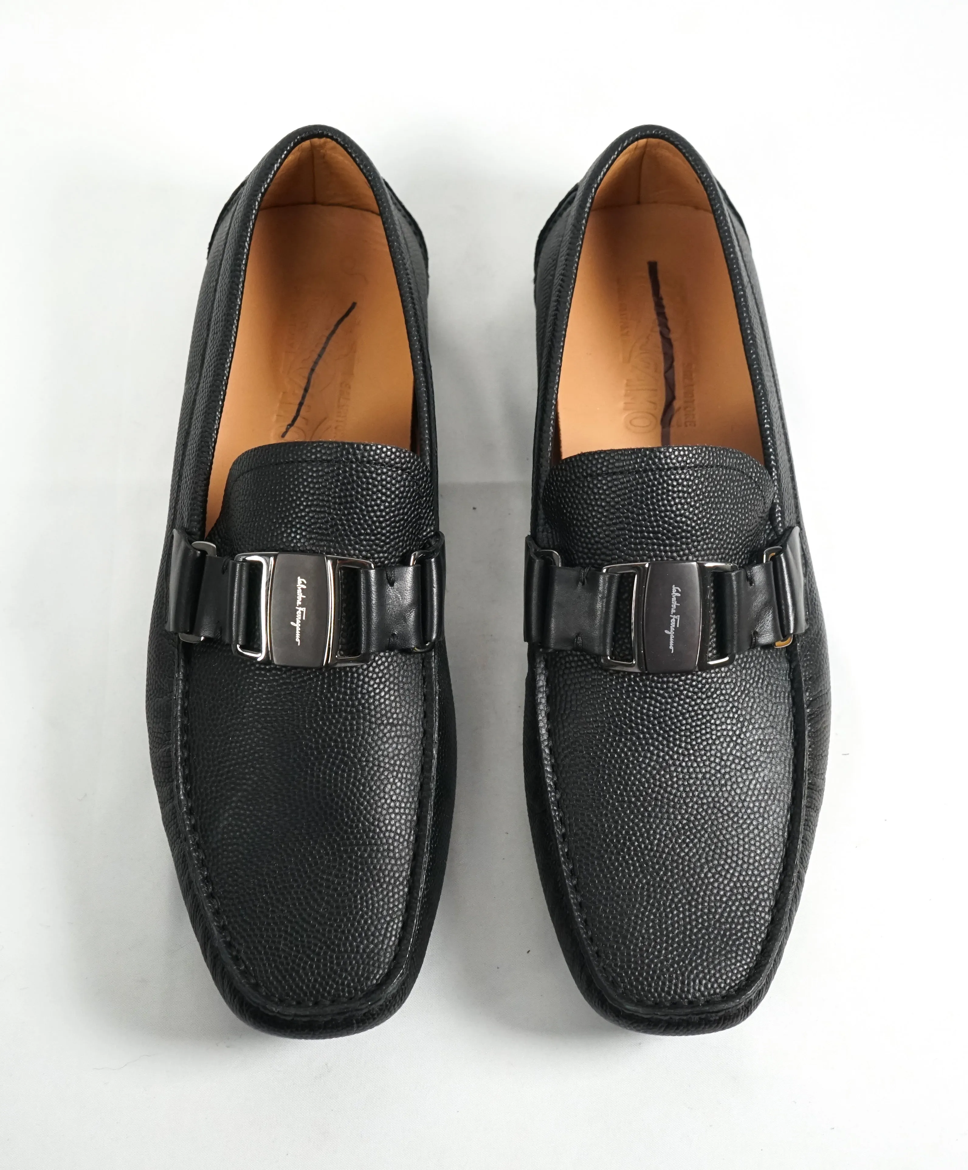SALVATORE FERRAGAMO - “Sardegna" Black Iconic Pebbled Loafers - 8.5 D