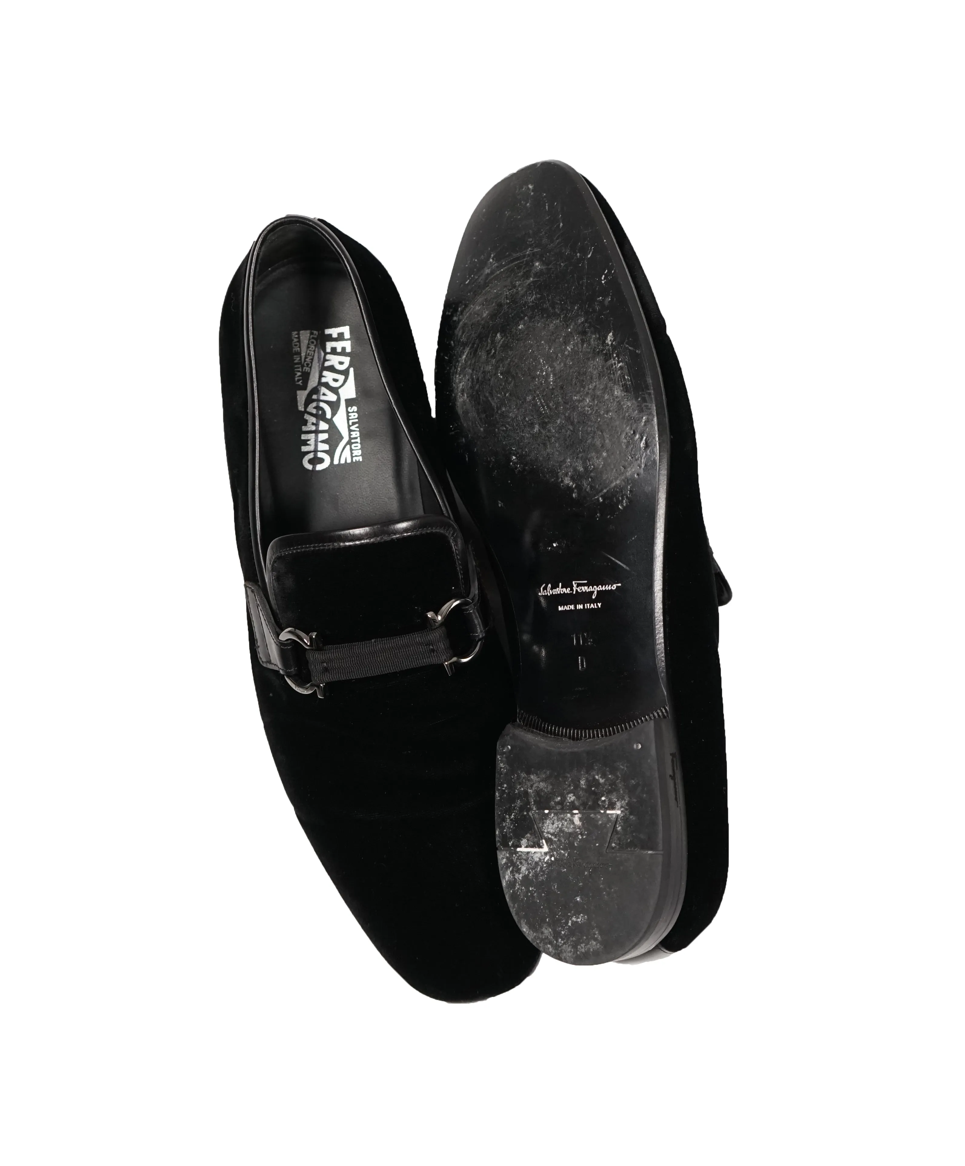 SALVATORE FERRAGAMO - Velvet "PARTY" Loafers In Black  - 11.5D