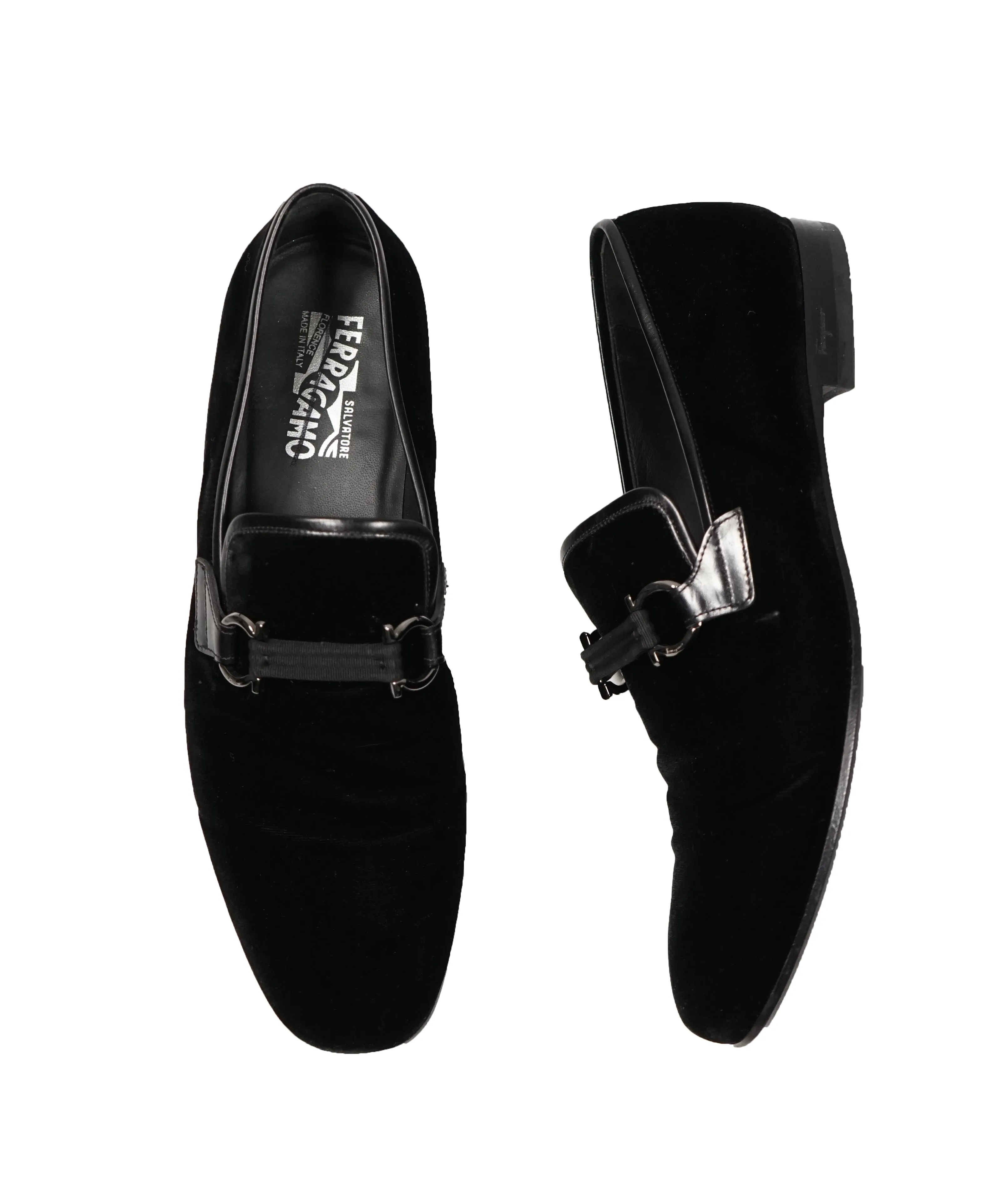 SALVATORE FERRAGAMO - Velvet "PARTY" Loafers In Black  - 11.5D