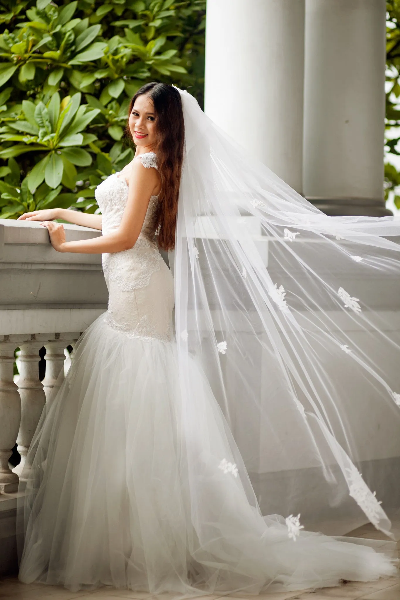 SAMPLE SALE / Lace Trumpet Wedding Gown with Beaded Straps (#PB067)