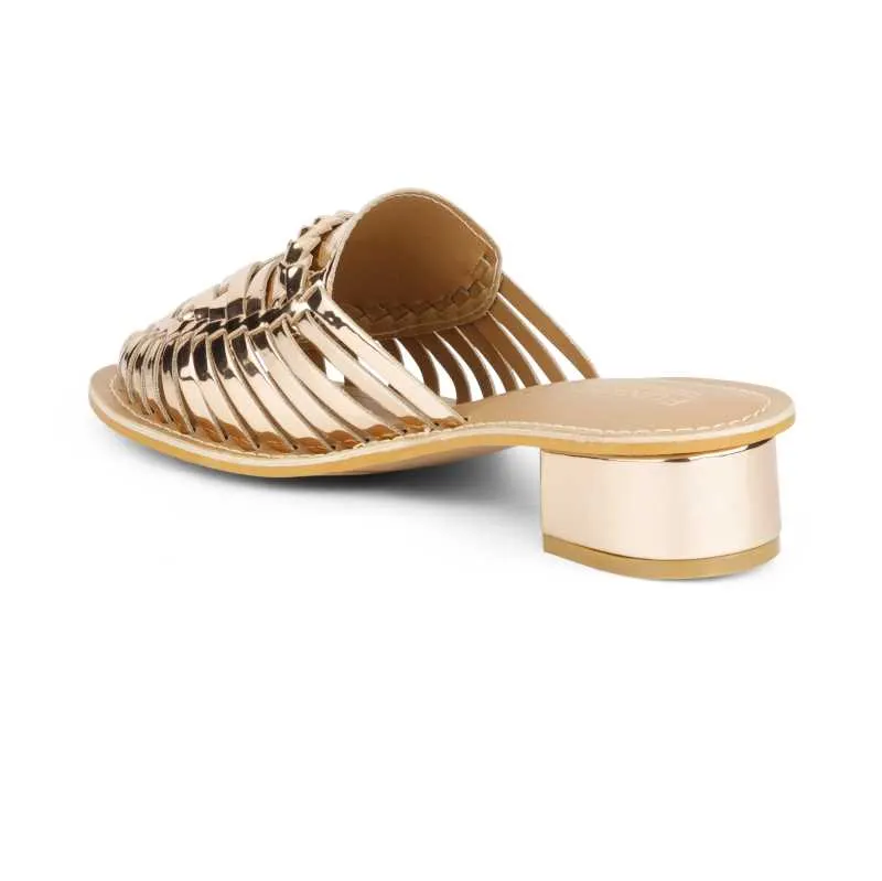 Samurra Rose Gold Heeled Huarache Mules - 1.5" Heels