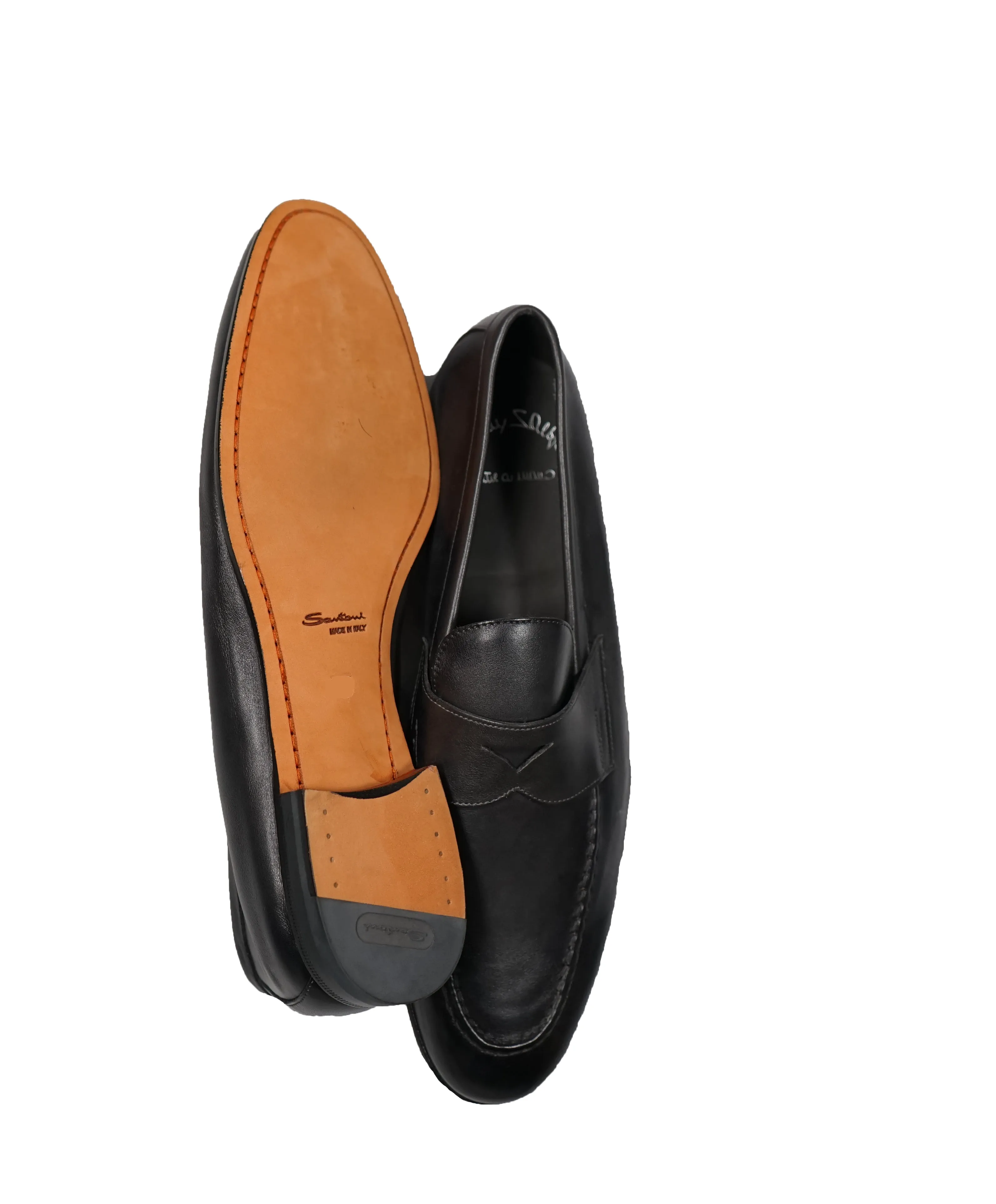 SANTONI - Hand Patina “Fatte A Mano” Penny Loafers - 12.5