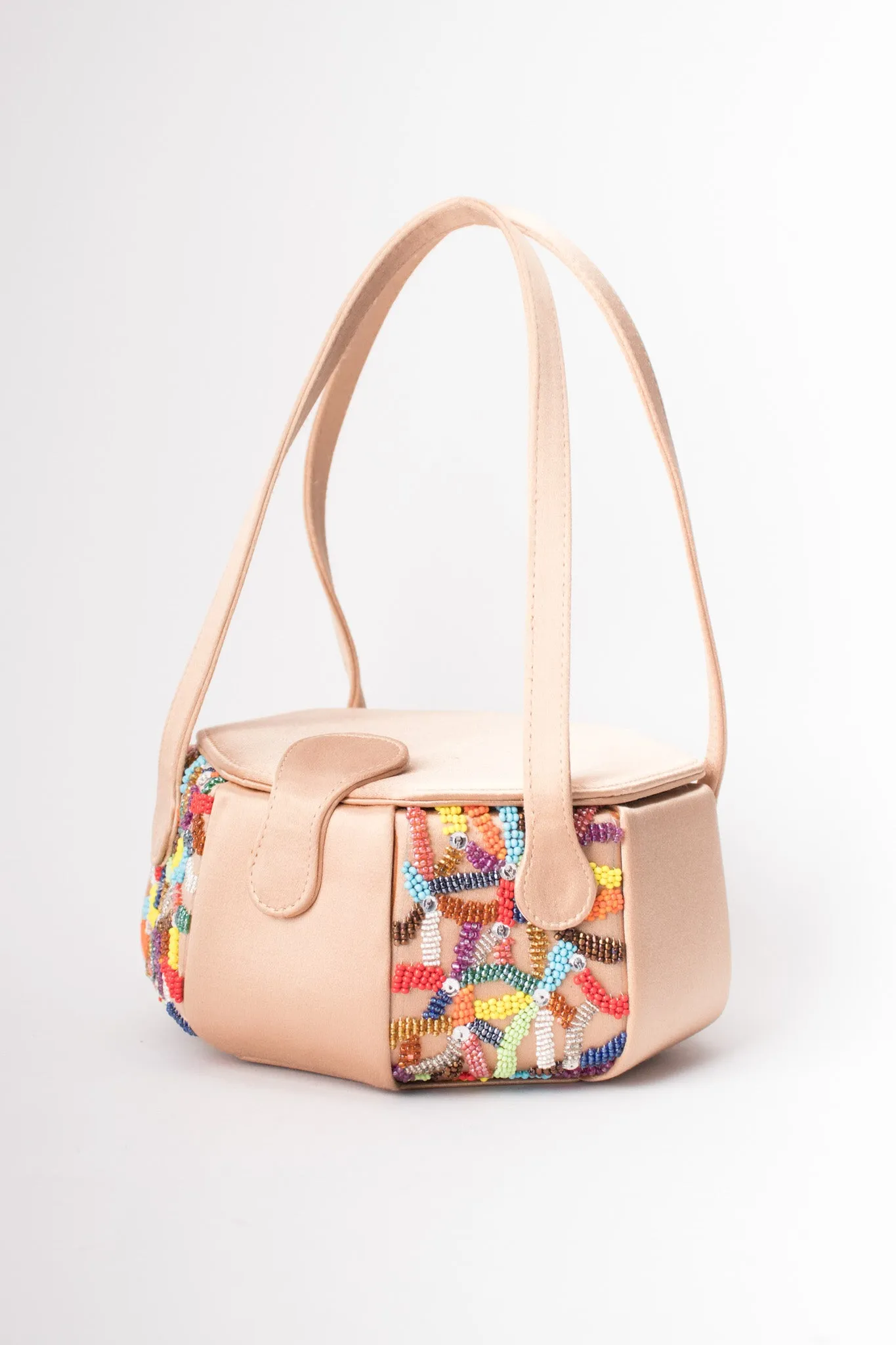 Satin Rainbow Beaded Box Bag
