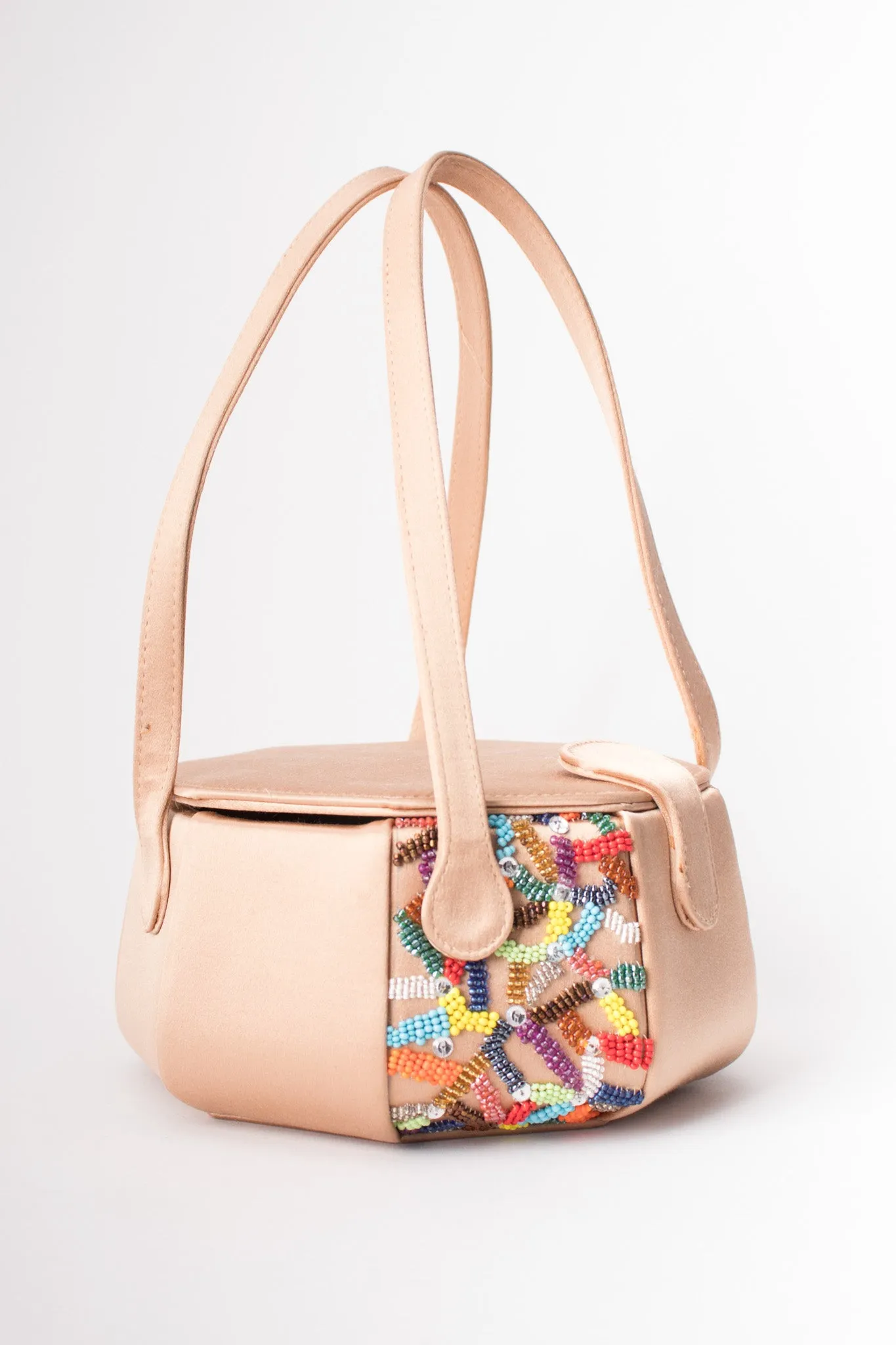 Satin Rainbow Beaded Box Bag