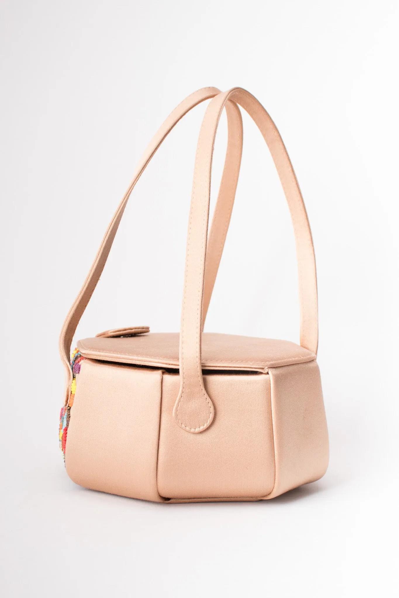 Satin Rainbow Beaded Box Bag