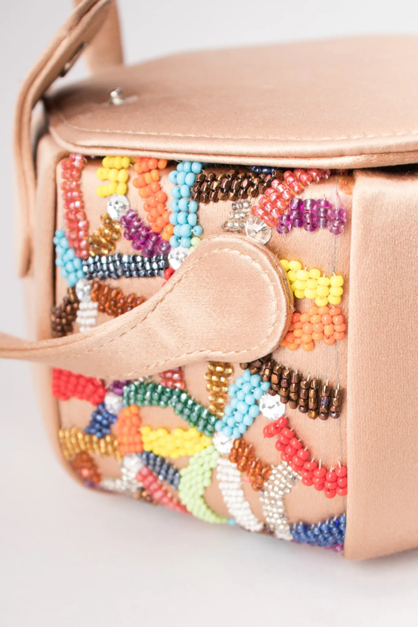 Satin Rainbow Beaded Box Bag