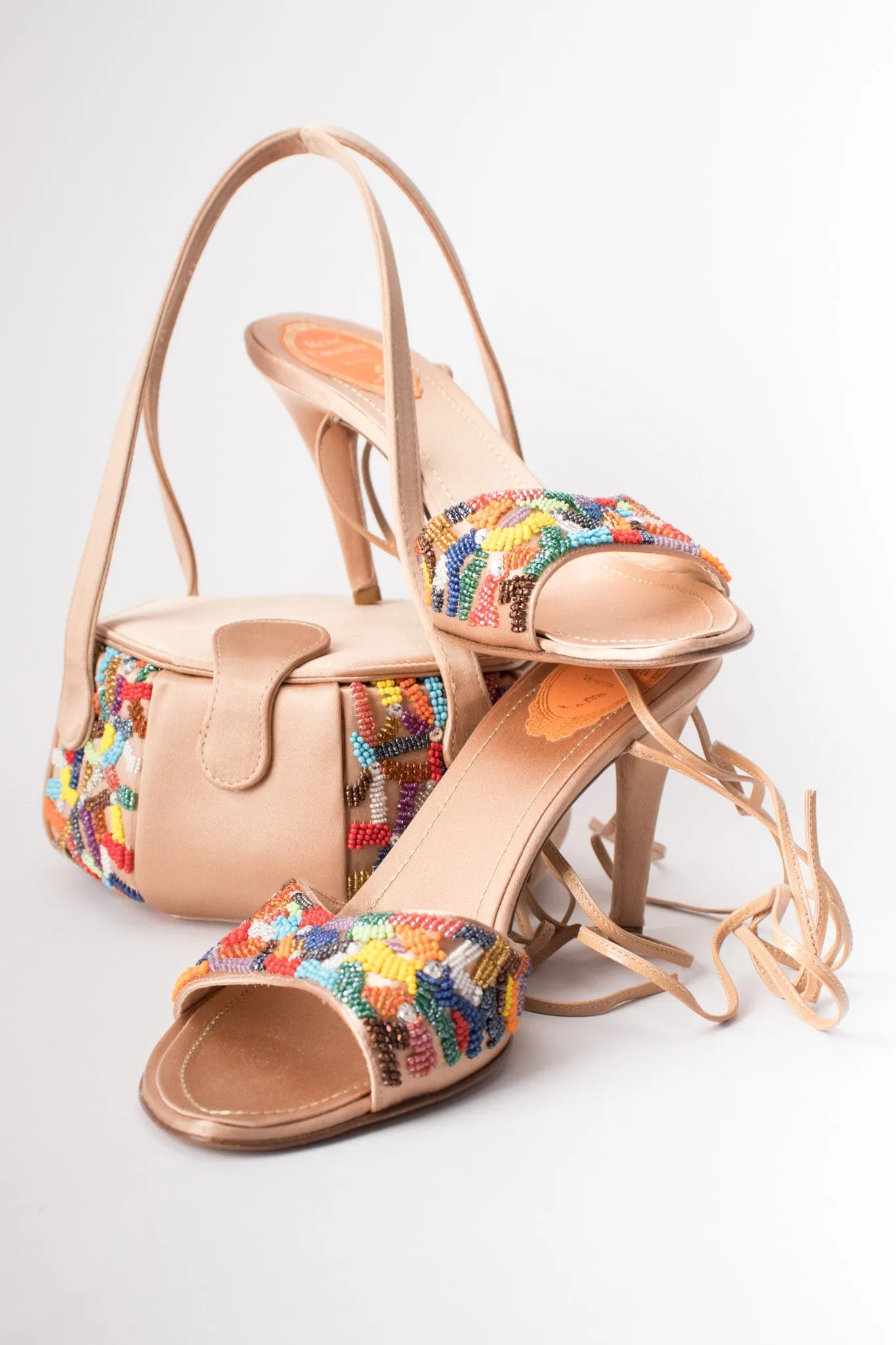 Satin Rainbow Beaded Box Bag