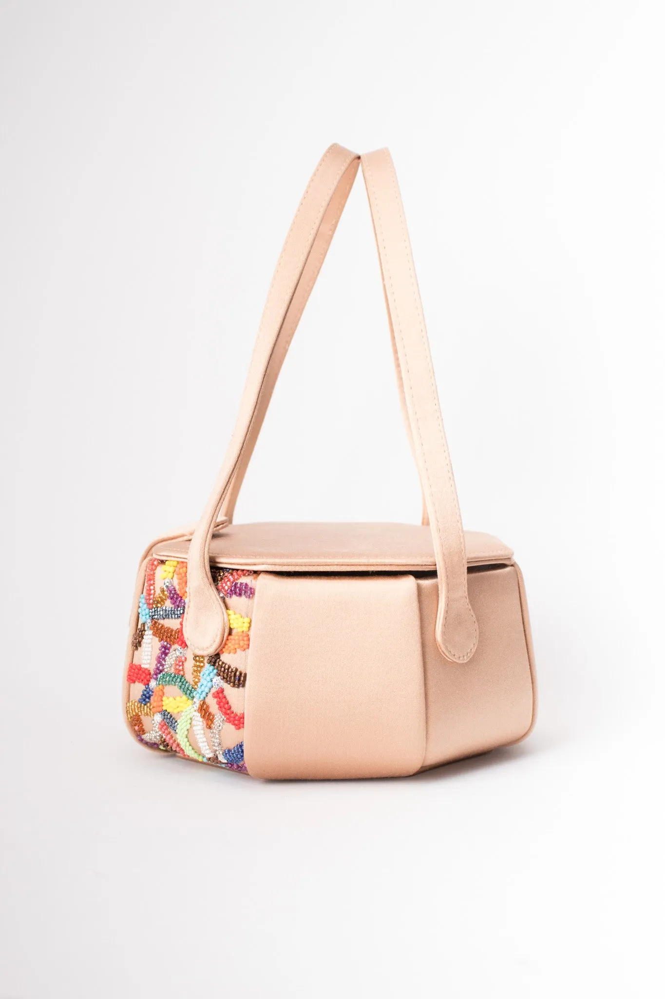 Satin Rainbow Beaded Box Bag