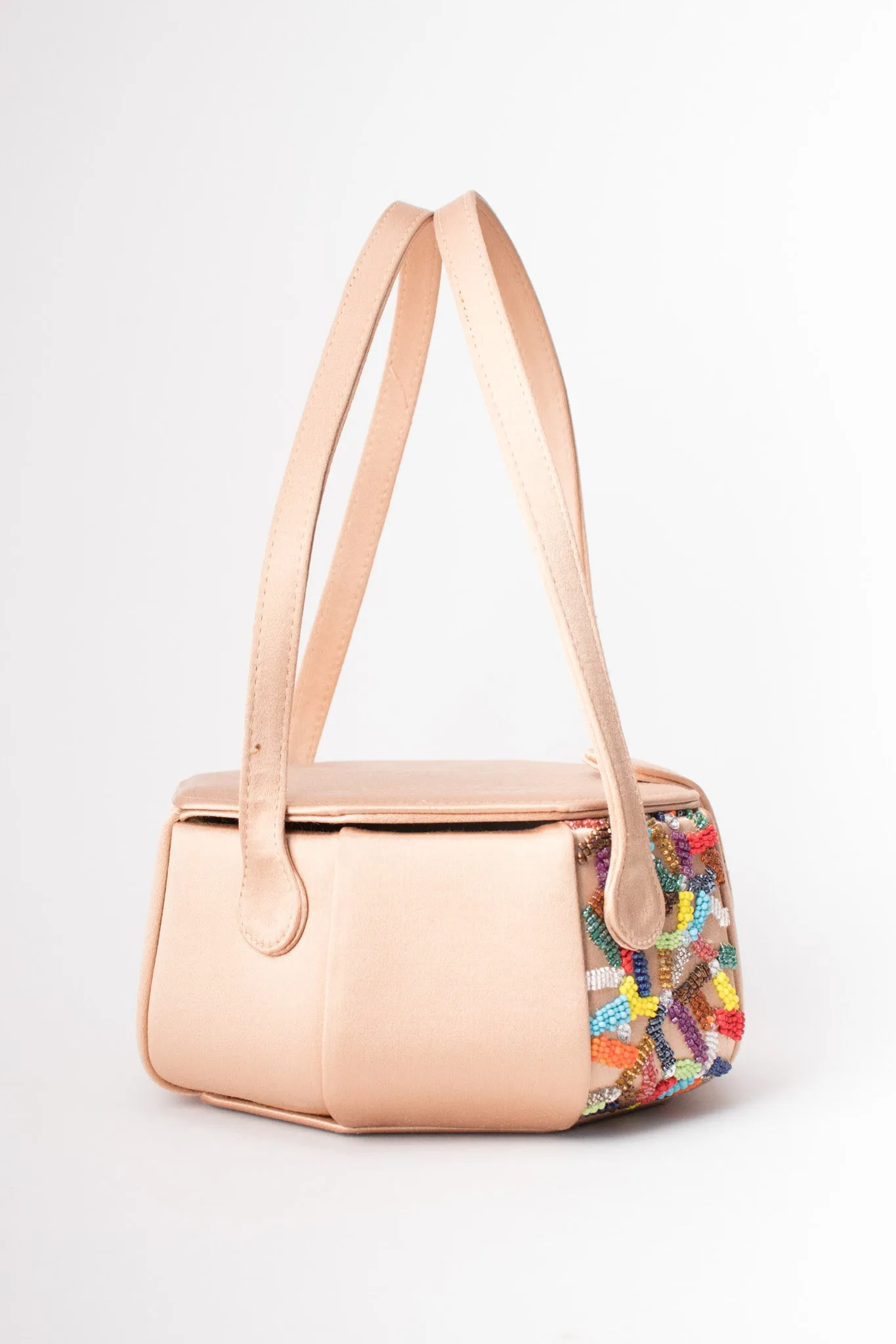 Satin Rainbow Beaded Box Bag