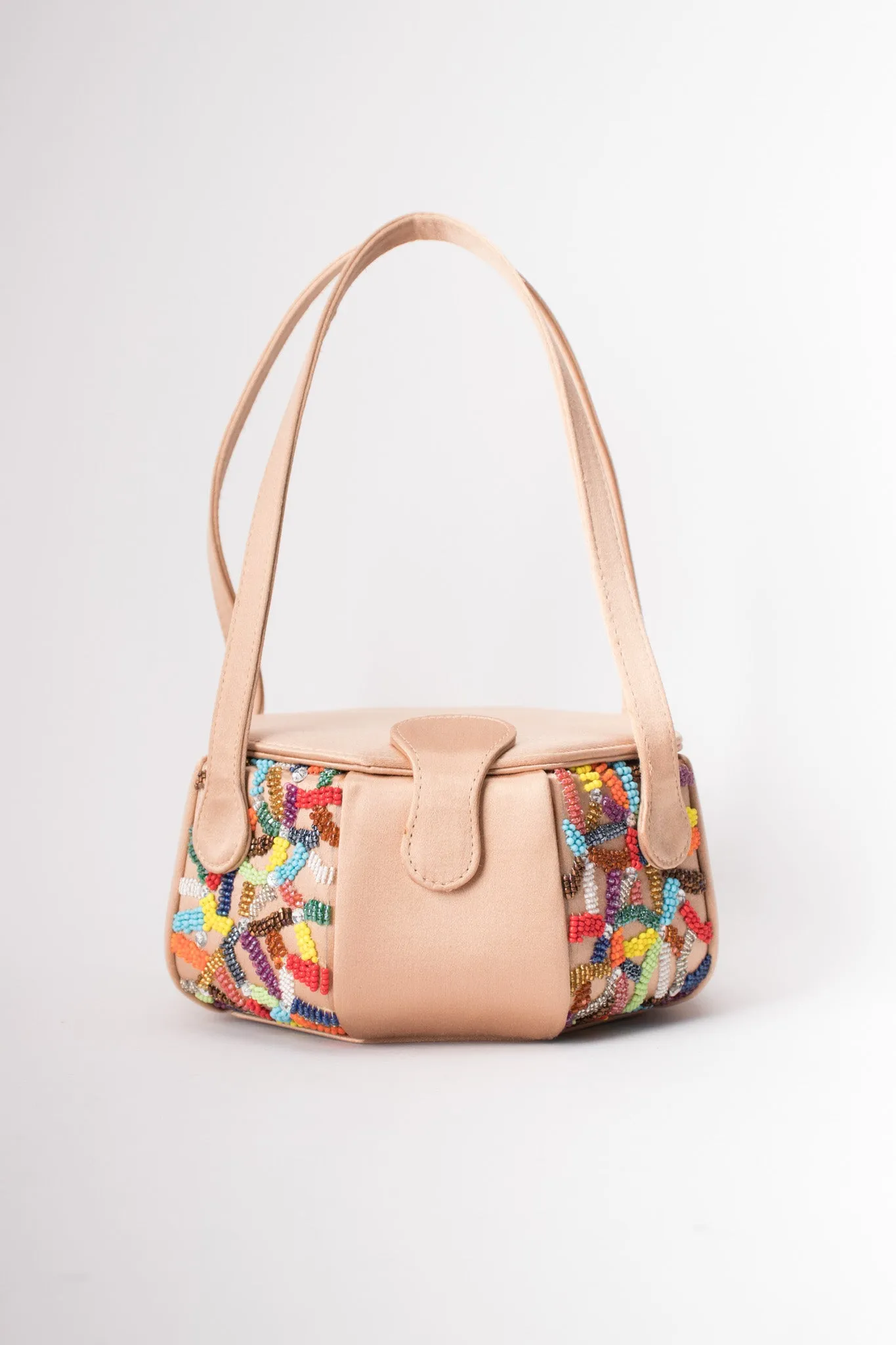 Satin Rainbow Beaded Box Bag