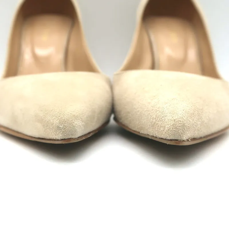 Sergio Rossi Godiva 90 Pumps Nude Suede Size 38.5 Pointed Toe Heels