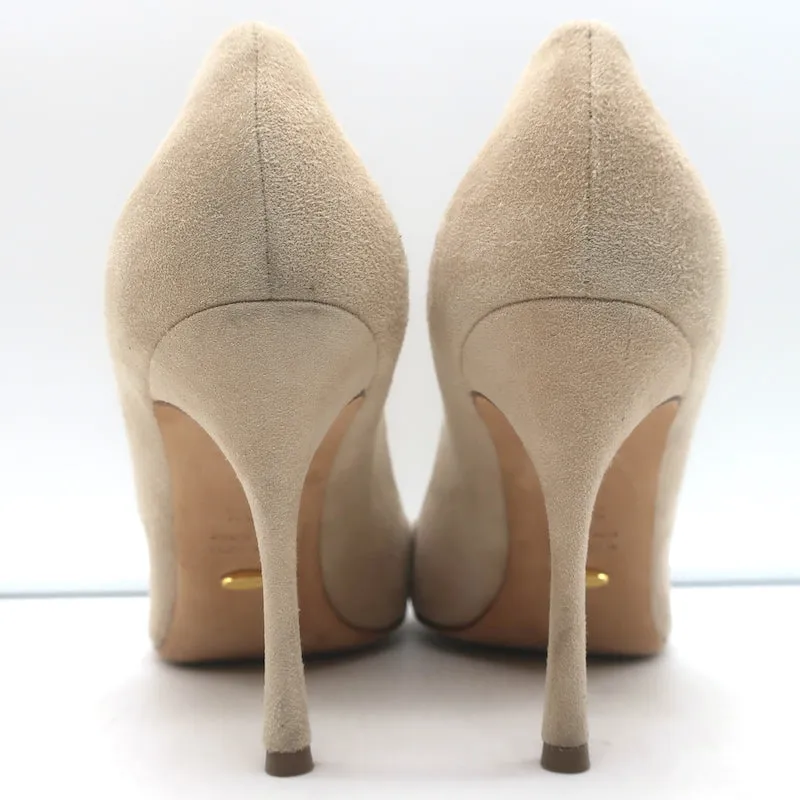 Sergio Rossi Godiva 90 Pumps Nude Suede Size 38.5 Pointed Toe Heels
