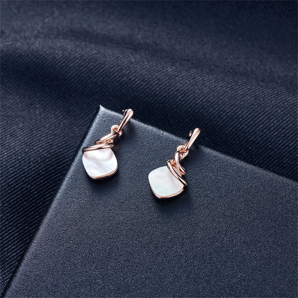 Shell & 18K Rose Gold-Plated Square Drop Earrings & Pendant Necklace