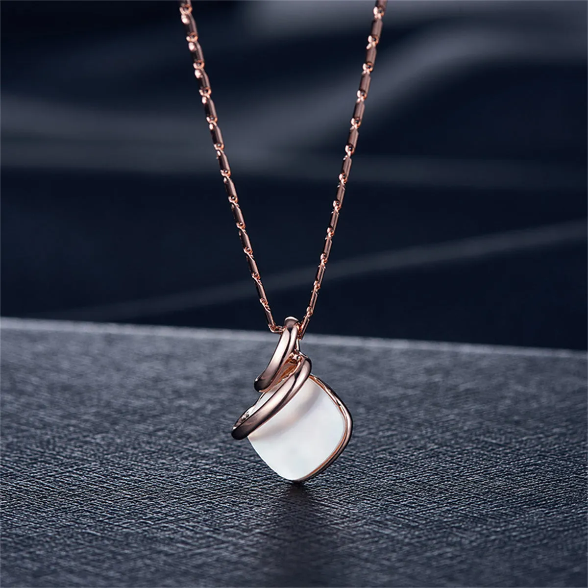 Shell & 18K Rose Gold-Plated Square Drop Earrings & Pendant Necklace