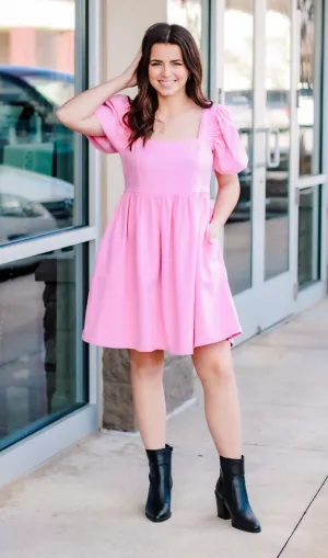 She's Sassy Pink Denim Dress