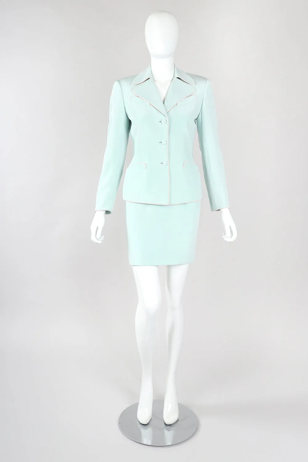Silk Piped Pajama Jacket & Skirt Set