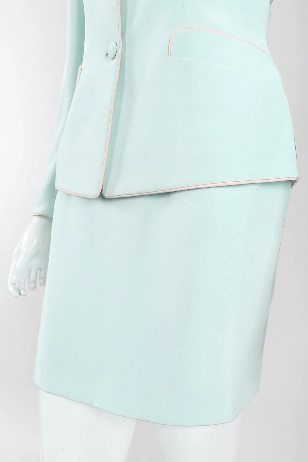 Silk Piped Pajama Jacket & Skirt Set