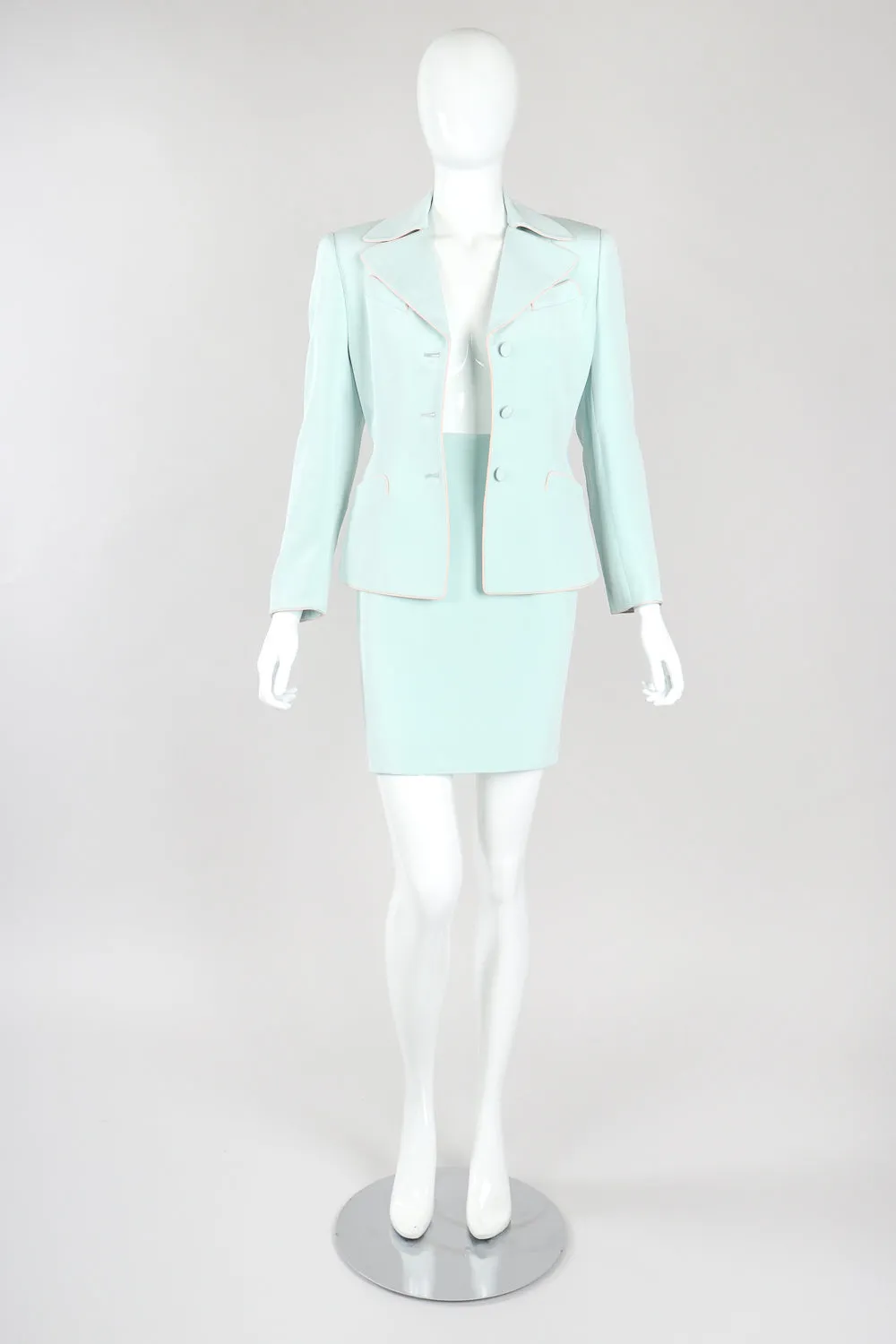 Silk Piped Pajama Jacket & Skirt Set