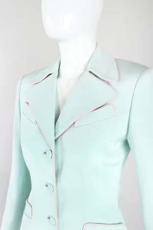 Silk Piped Pajama Jacket & Skirt Set