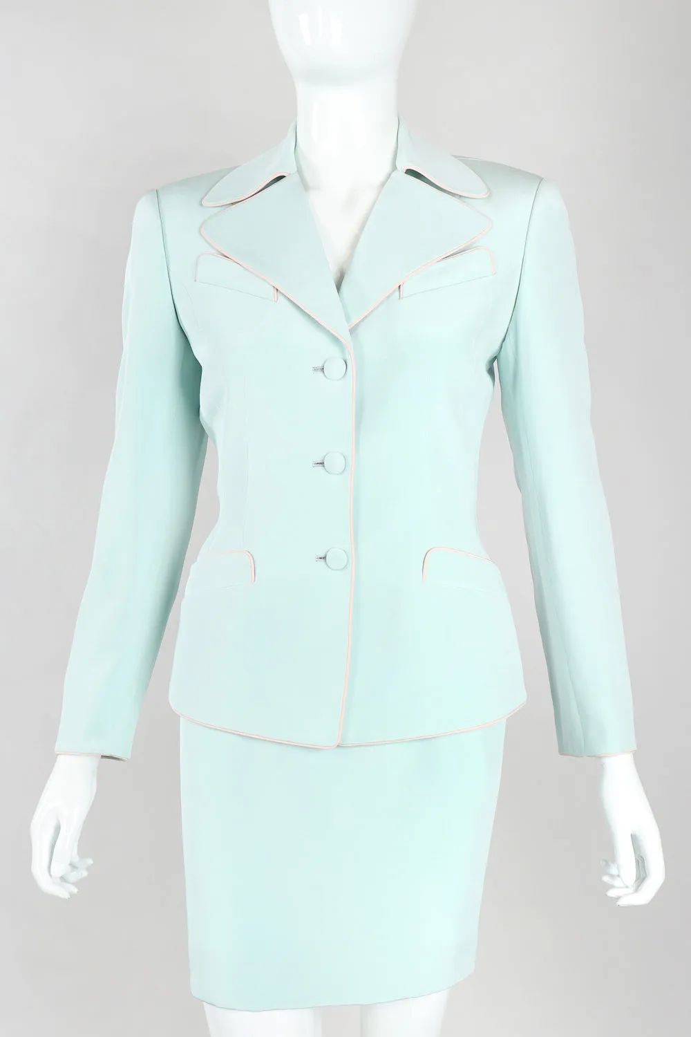 Silk Piped Pajama Jacket & Skirt Set