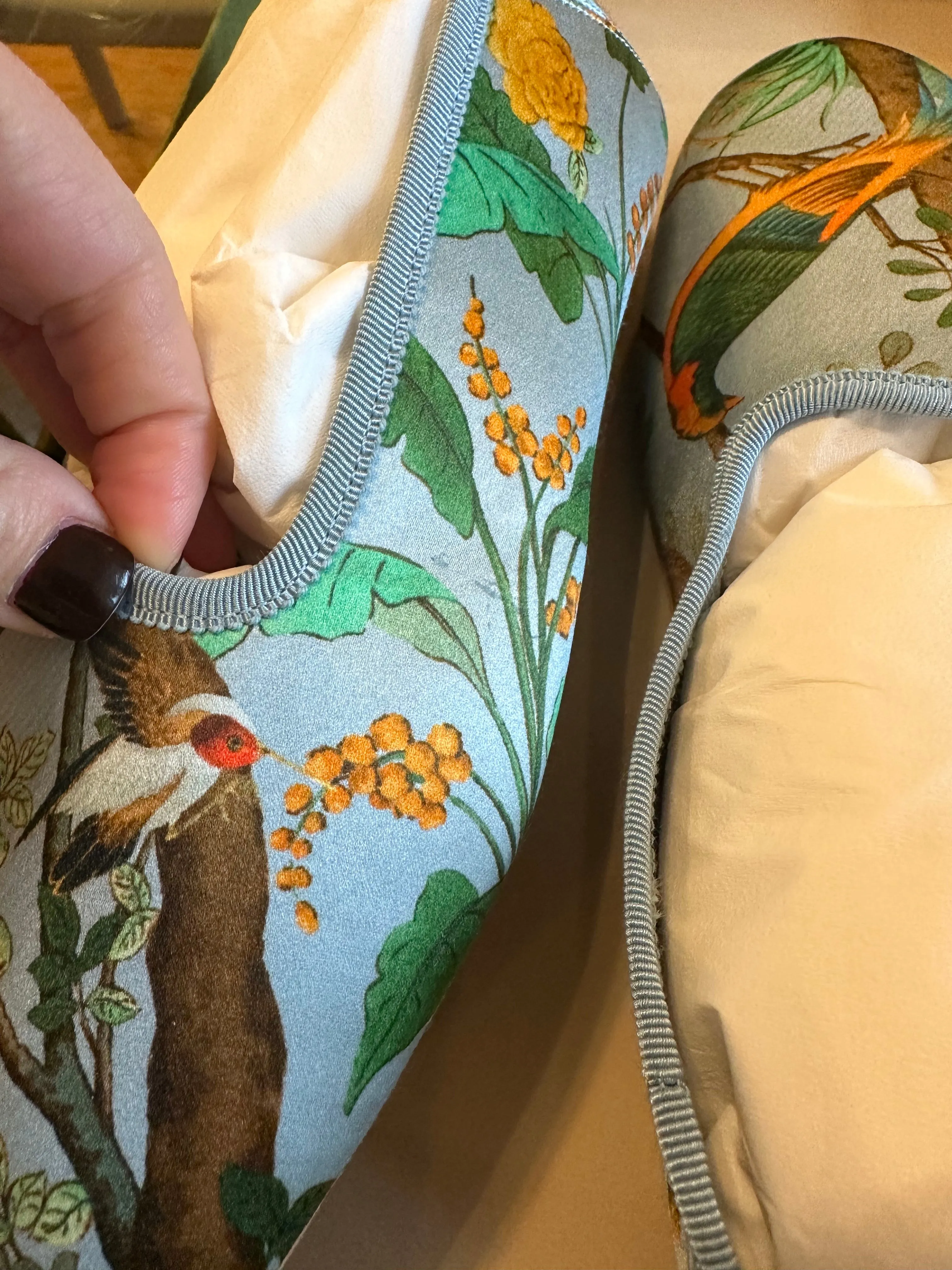 Silk Slippers with Tian Motif