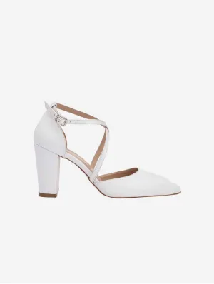 Sina Vegan Leather Wedding Heels | White