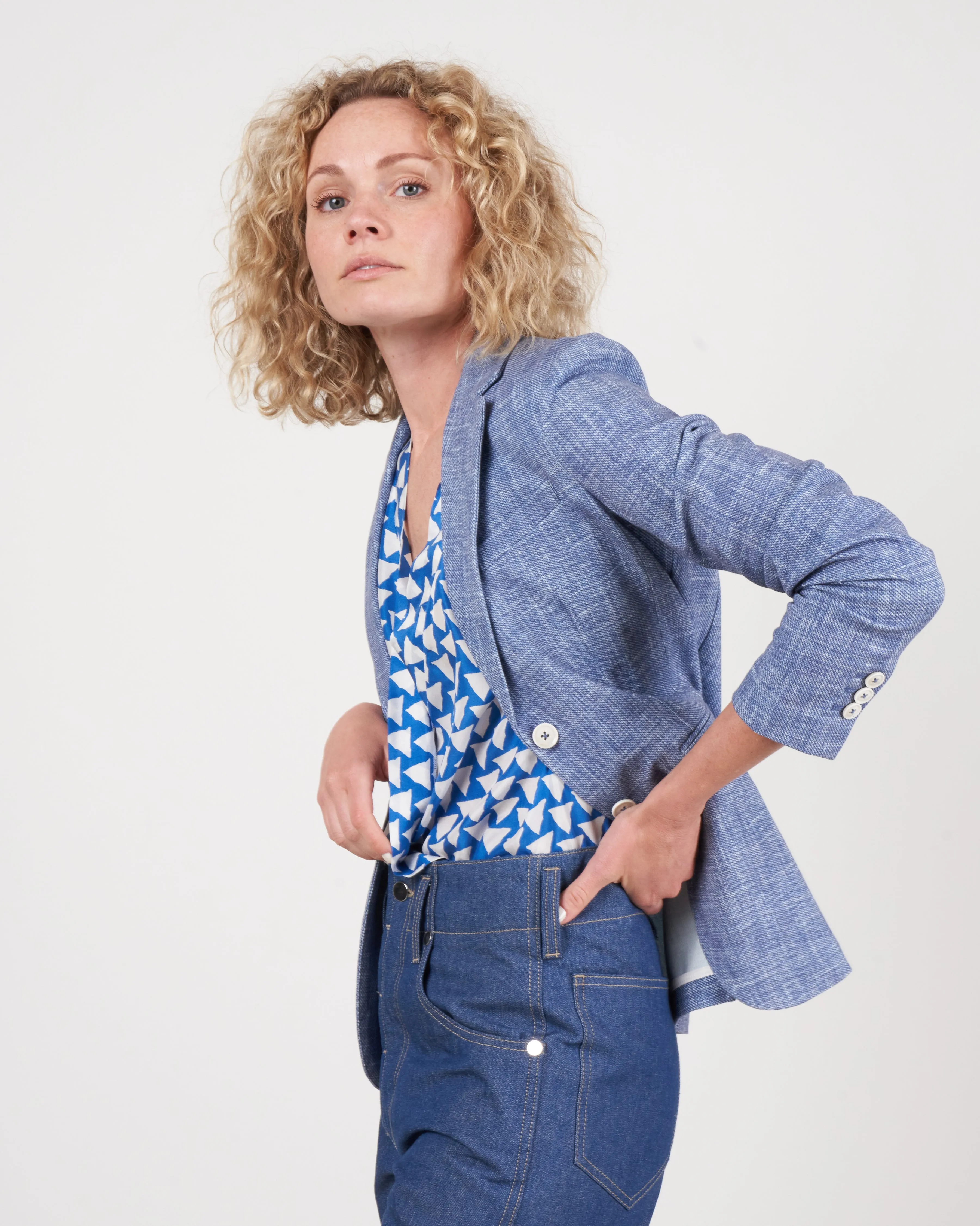 slim long jacket - elettrico