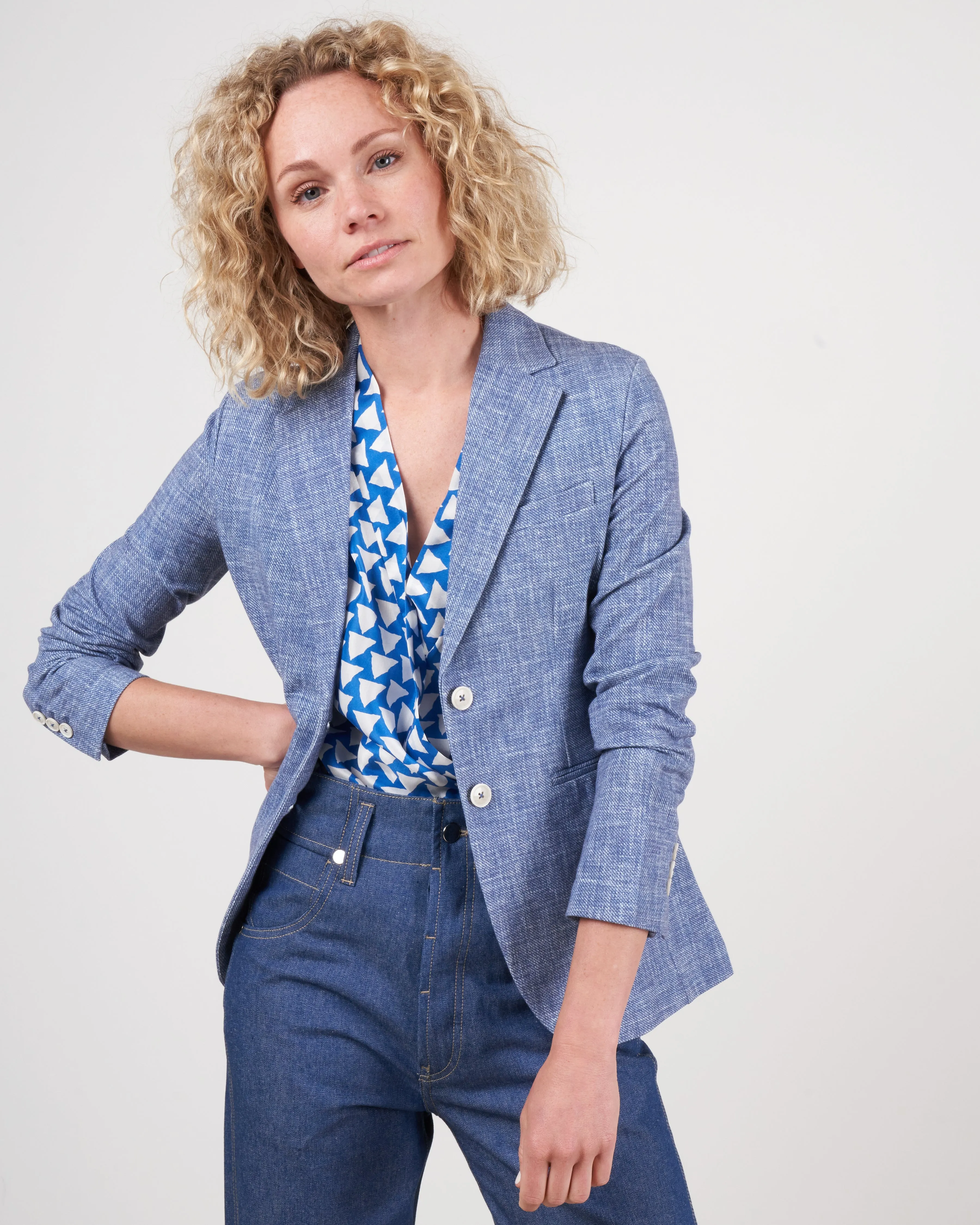 slim long jacket - elettrico
