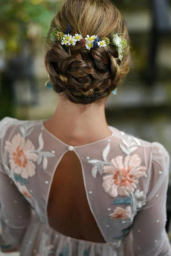 Sparkly Chic A-line Scoop Sweep Train Long Sleeve Embroidery Long Open Back Tulle Prom Dress OHC191