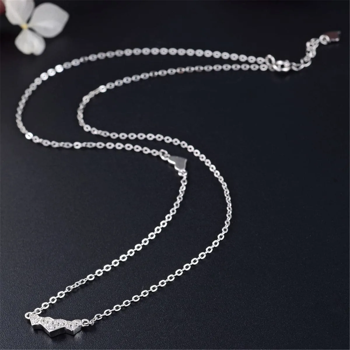 Sterling Silver & Cubic Zirconia Triple Rose Pendant Necklace